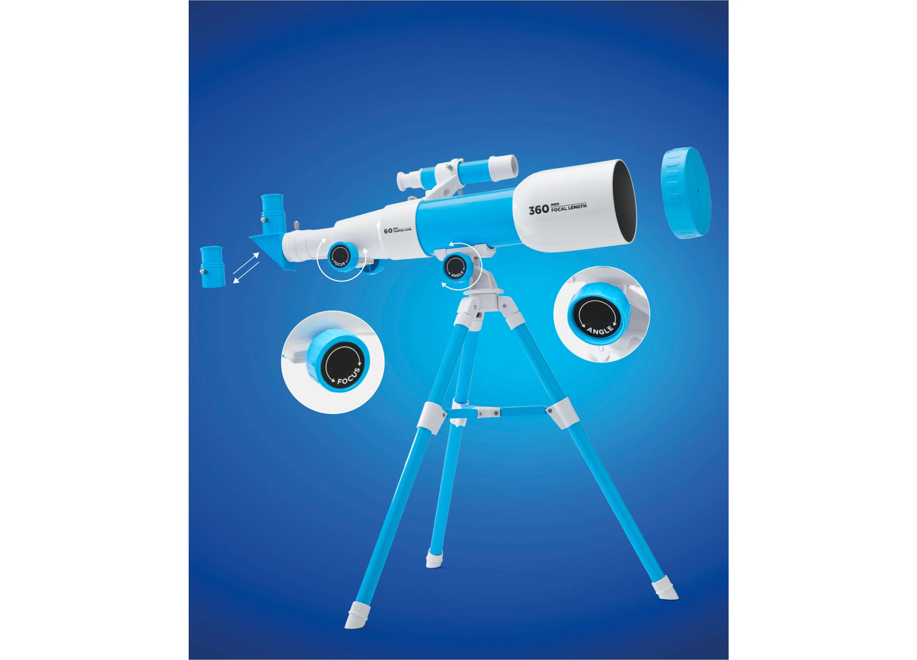 Discovery Kids Telescope With Tripod 18x And 60x Magnification Lenses - Image 3