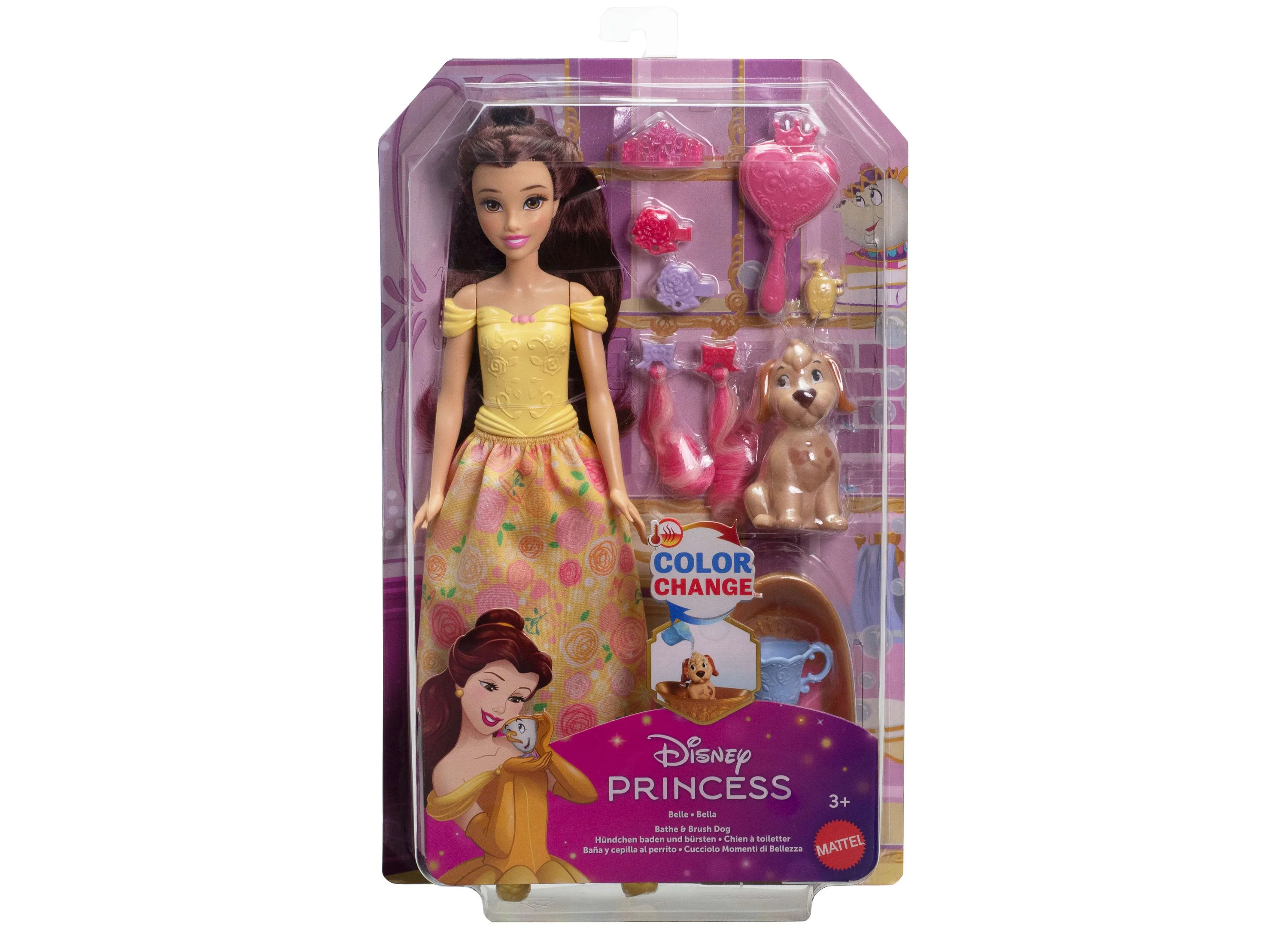 Disney Princess Bath and Style Belle Fashion Doll with Dog - Image 3