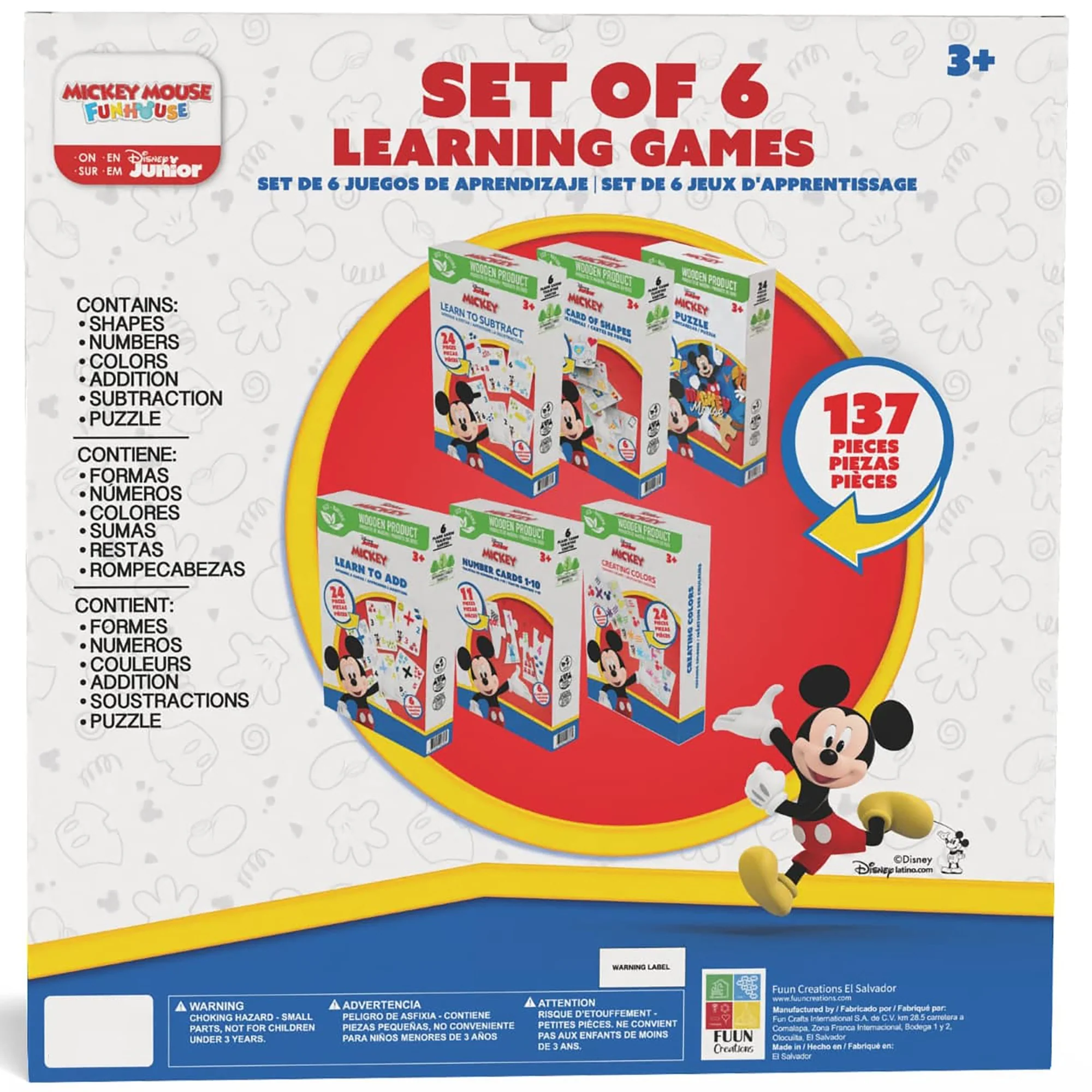 Disney Mickey Mouse 6-In-1 Wooden Learning Games Set With Bilingual Flashcards - Image 3