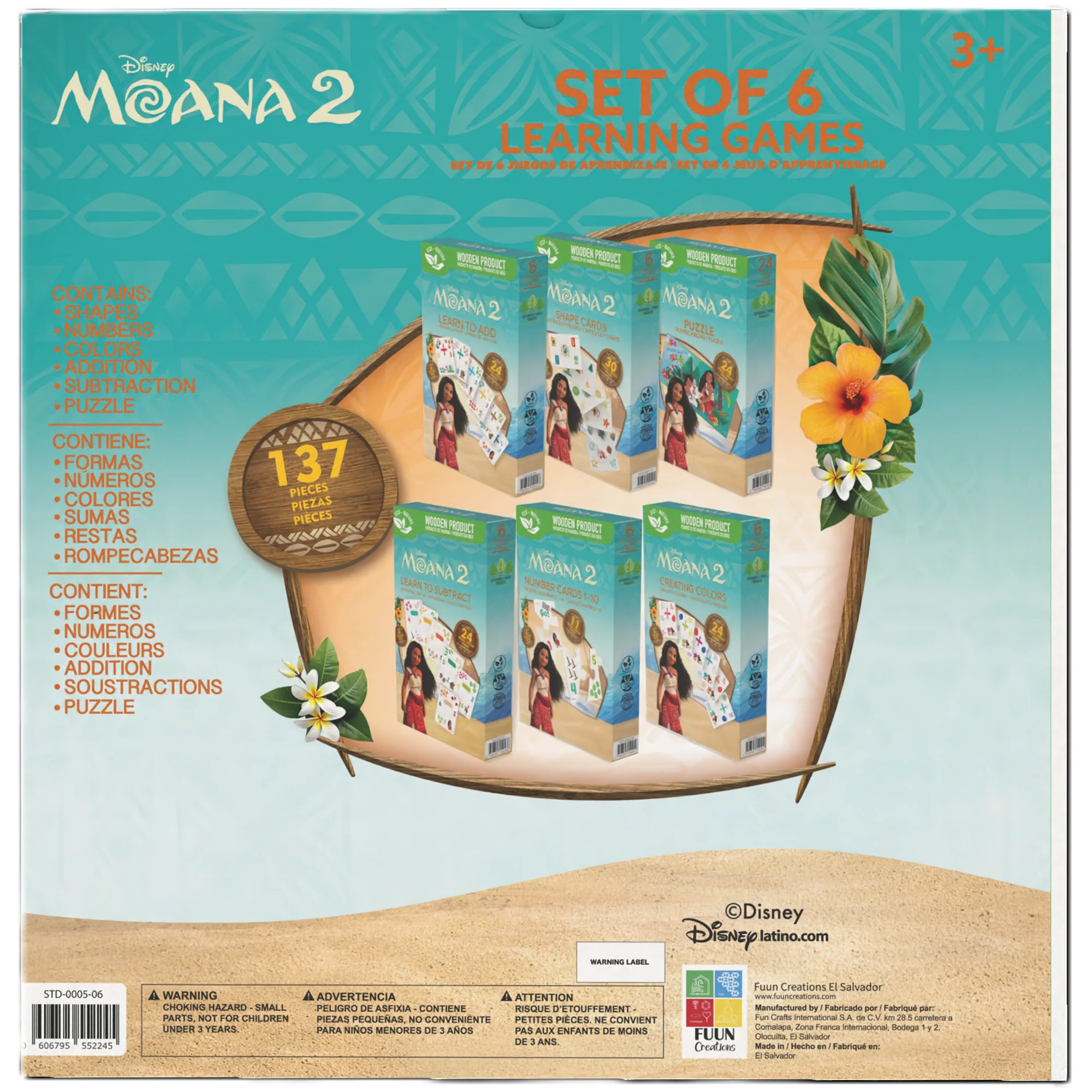 Disney Moana 2 Bilingual Learning Games 6-In-1 Wooden Flash Cards Set - Image 3