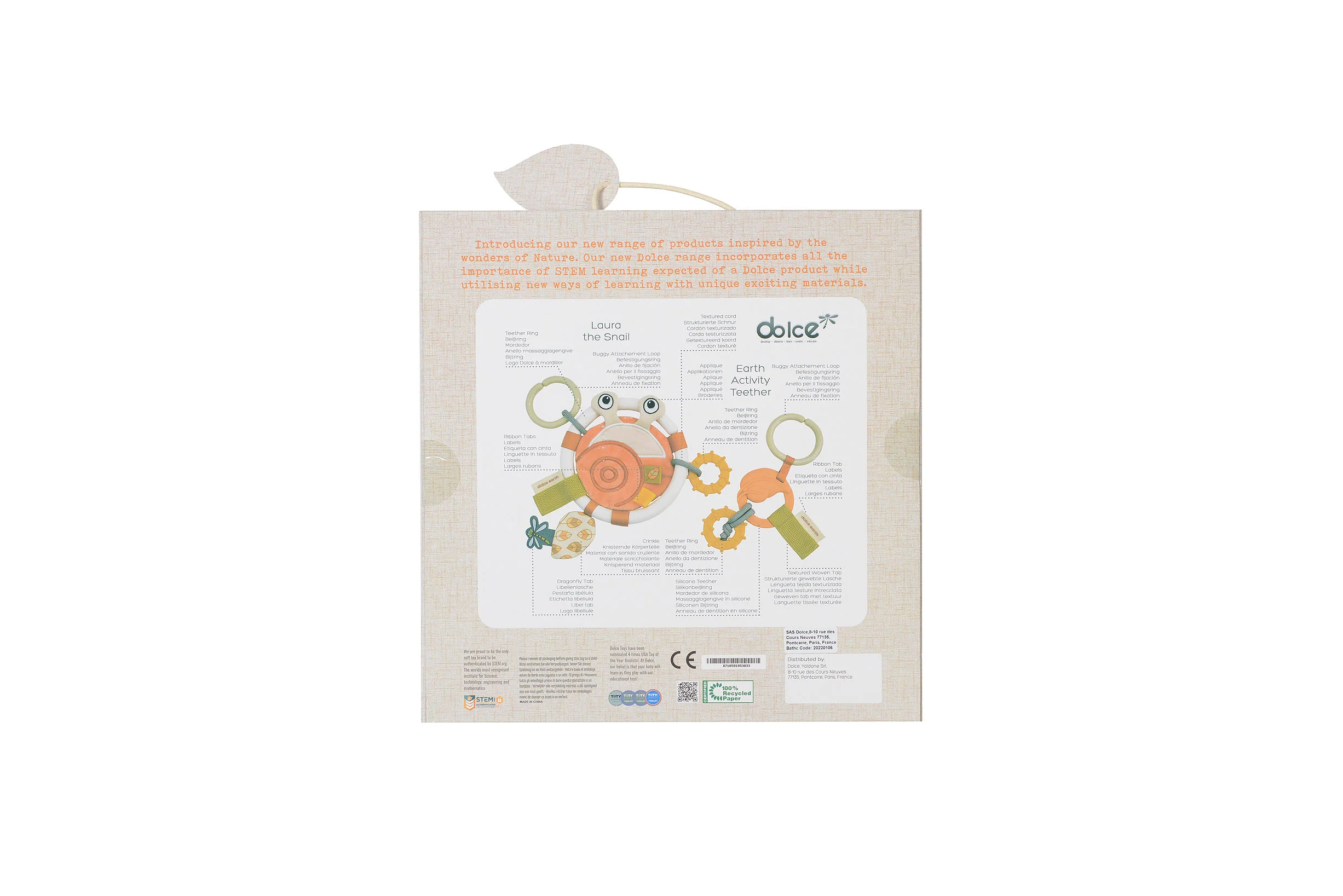 Dolce Laura Snail & Earth Activity Teether - Colorful and Interactive - Image 2