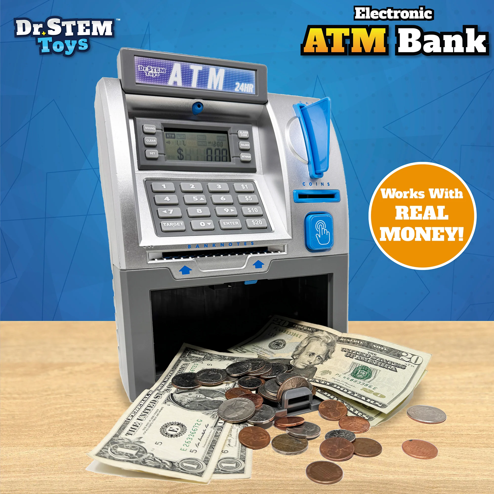 Dr. STEM Deluxe ATM Savings Bank - Real Money Management with Digital LCD, Coin Counting, Bill Feeder, PIN Security, STEM Learning for Ages 5+ - Image 3
