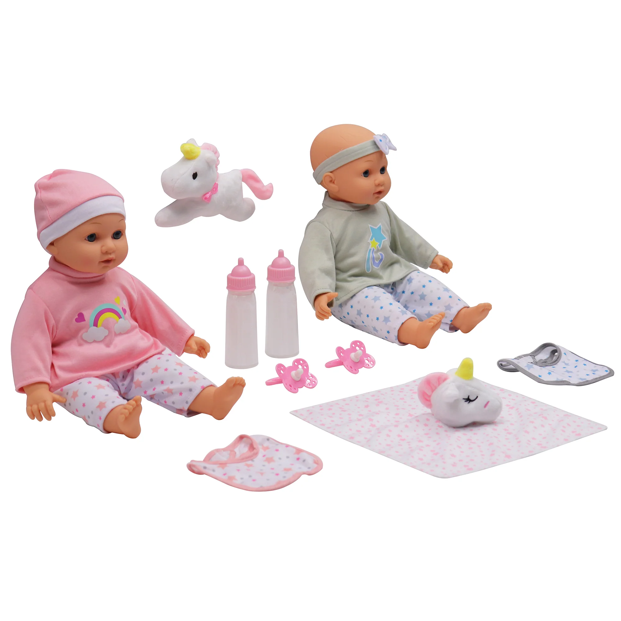 Dream Collection 14" Twin Baby Dolls with Accessories Set - Image 3
