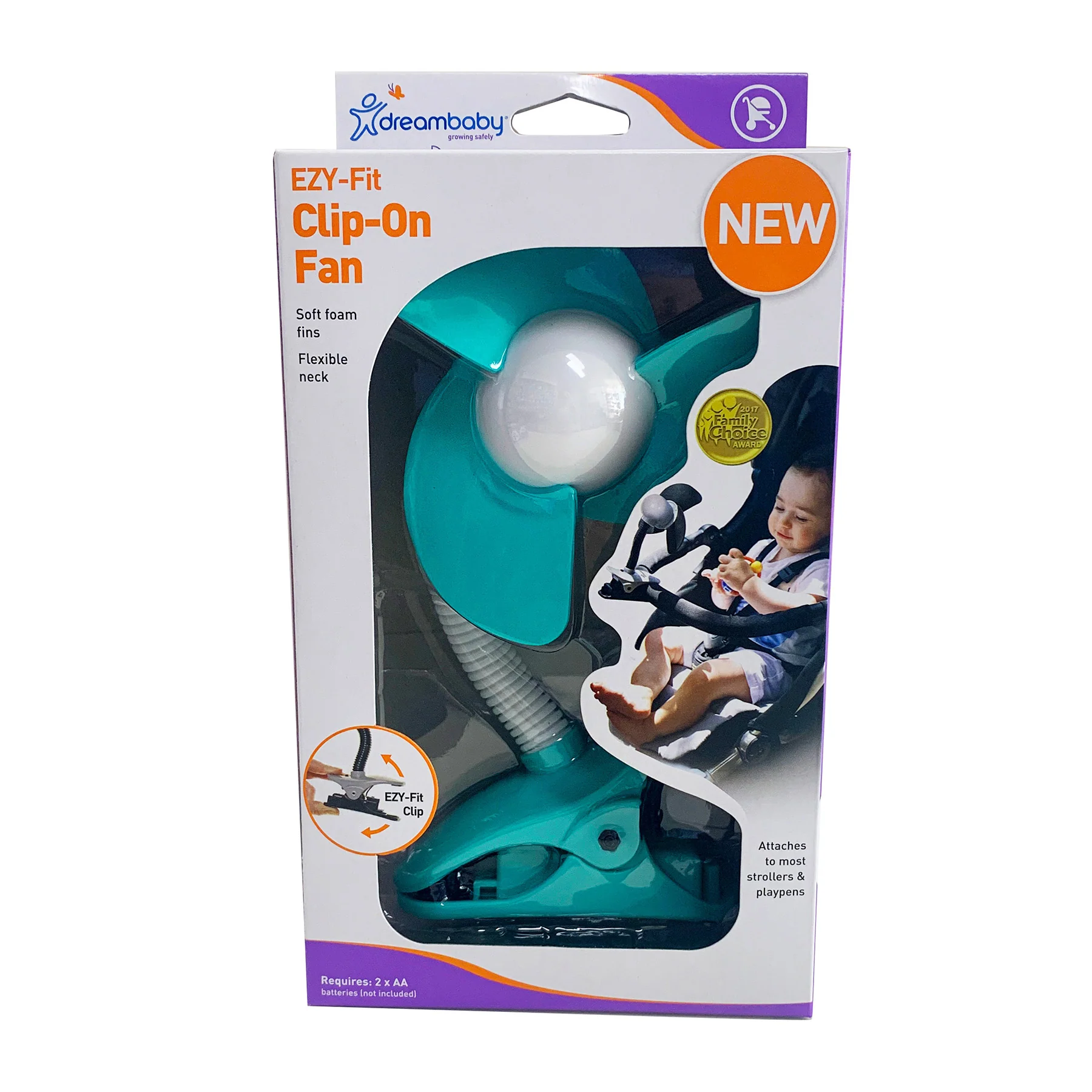 Dreambaby® EZY-Fit Clip-On Fan, Aqua - Image 3
