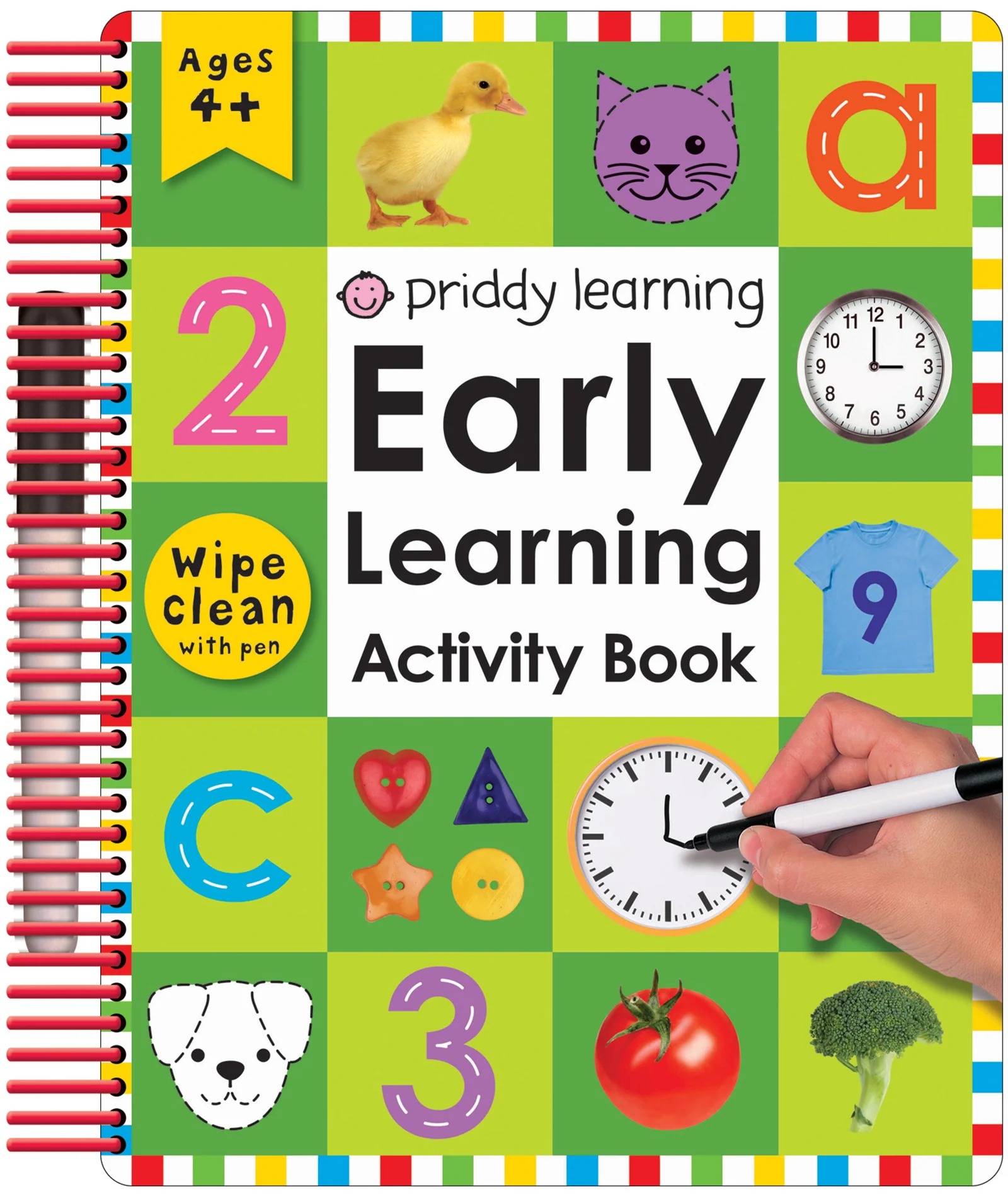 Spiral-Bound Early Learning Activity Book with Wipe-Clean Pens