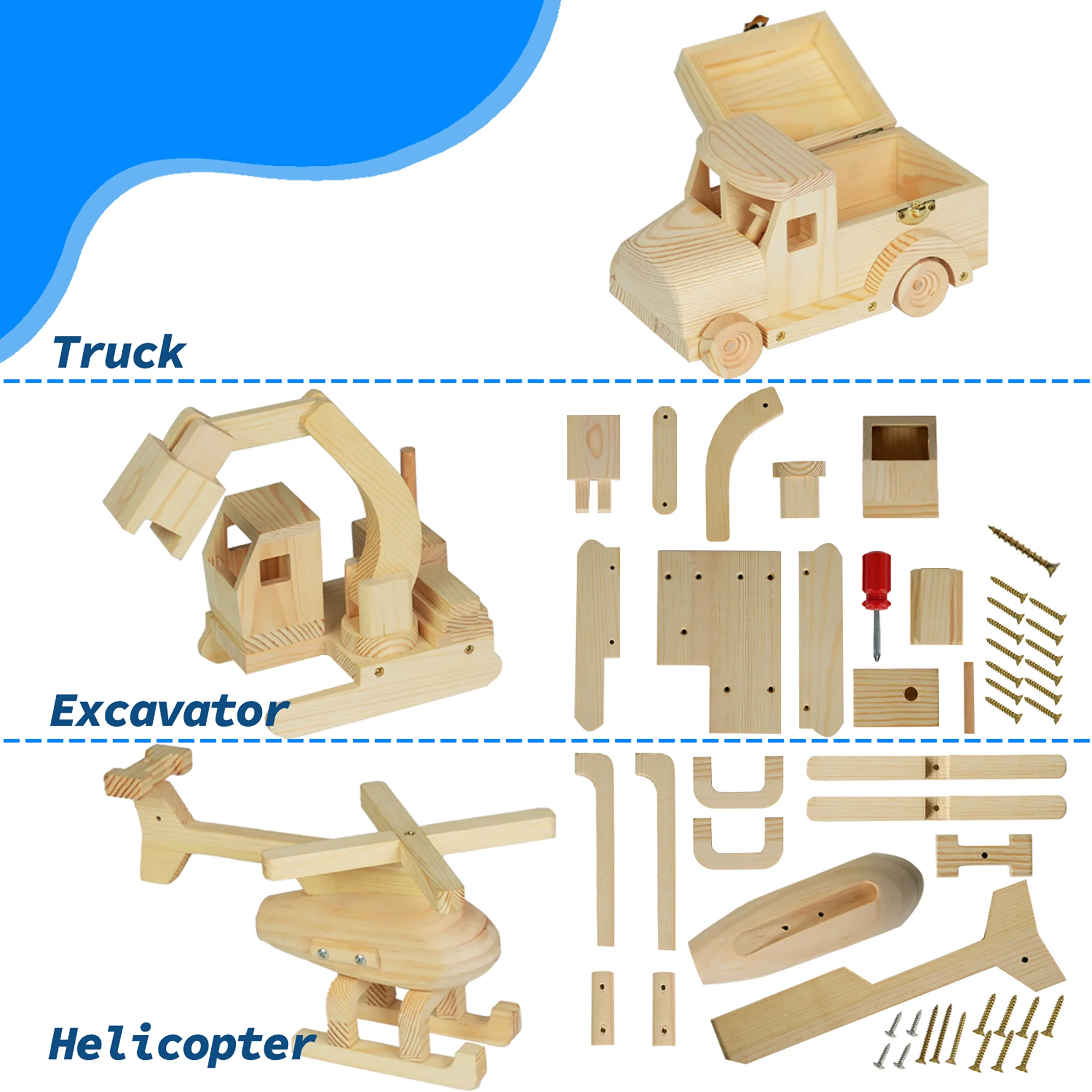 Easy Playhouse 3-Piece Wood Building And Painting Craft Kit - Image 2