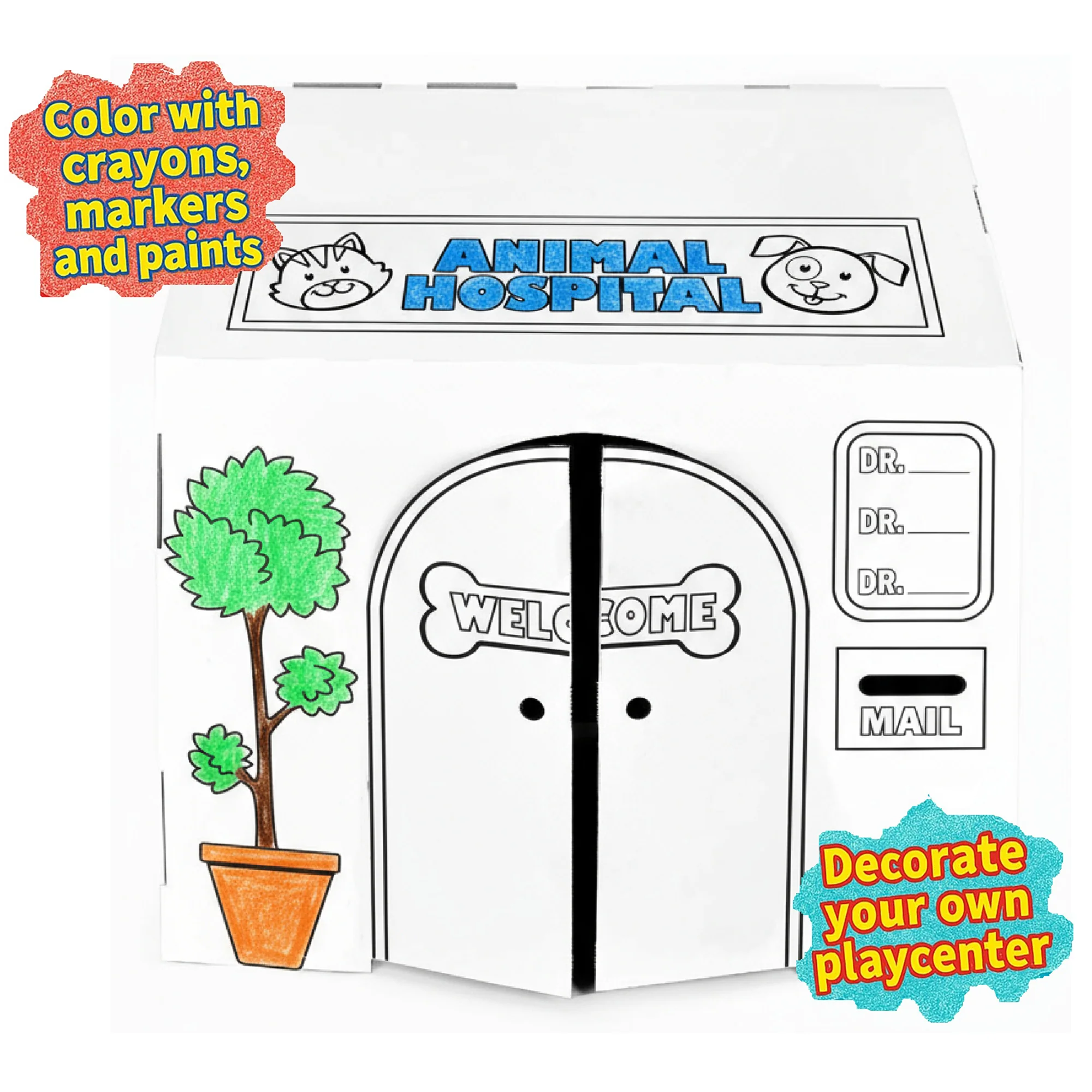 Easy Playhouse Animal Hospital DIY Cardboard Craft Playhouse - Image 2