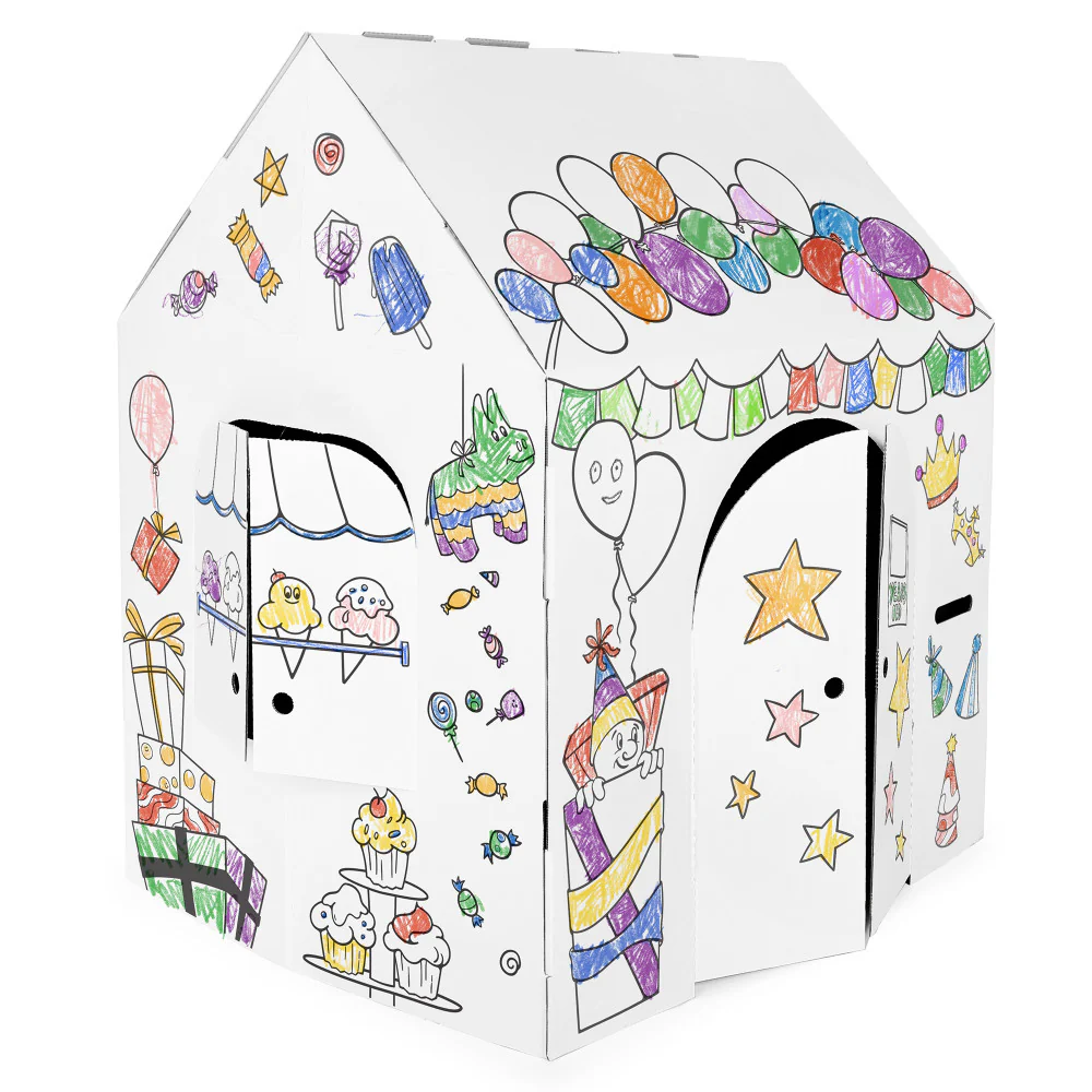 Easy Playhouse Birthday Art & Craft Cardboard Fort for Kids - Image 7