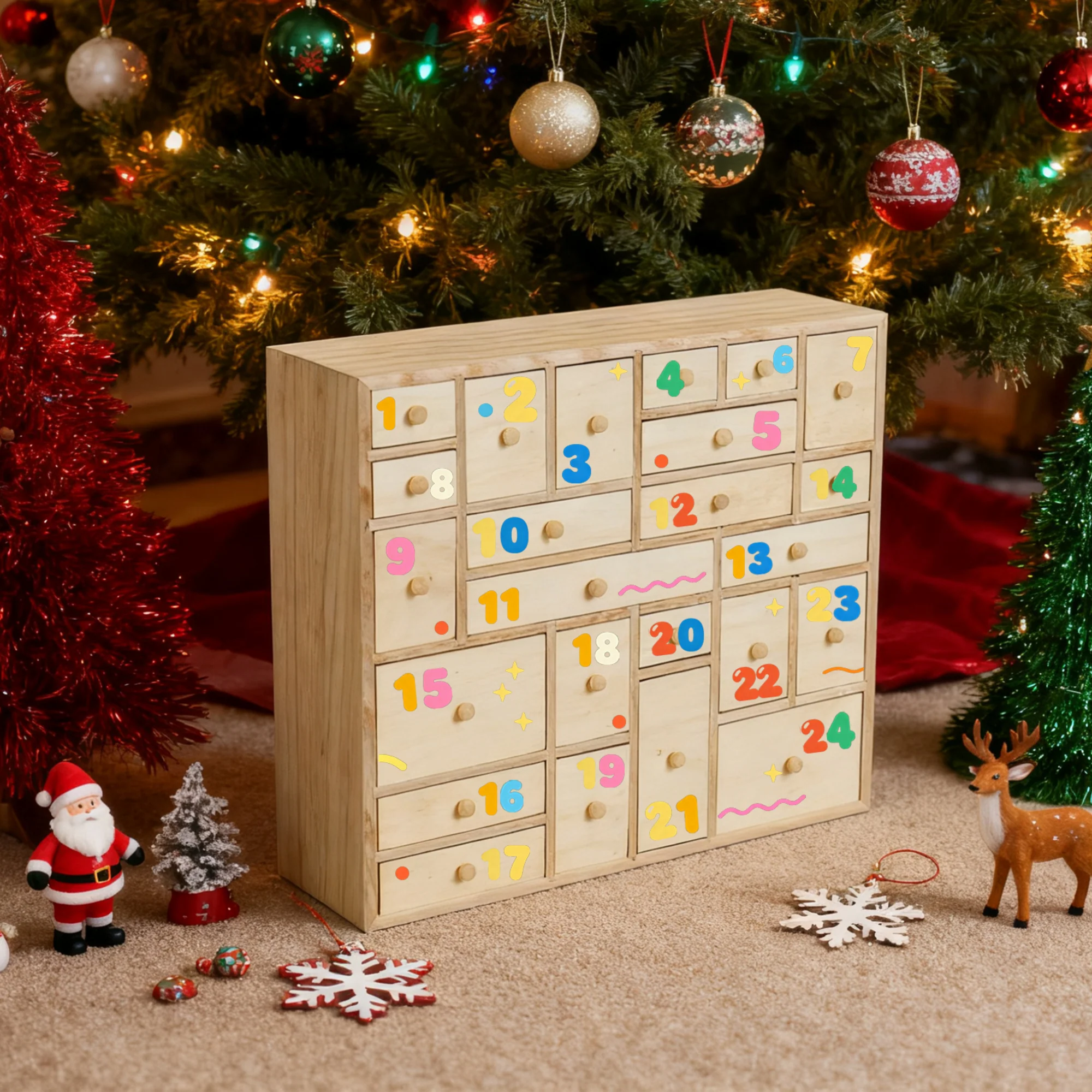 DIY Wooden Advent Calendar With 24 Drawers And Paint Set - Image 5