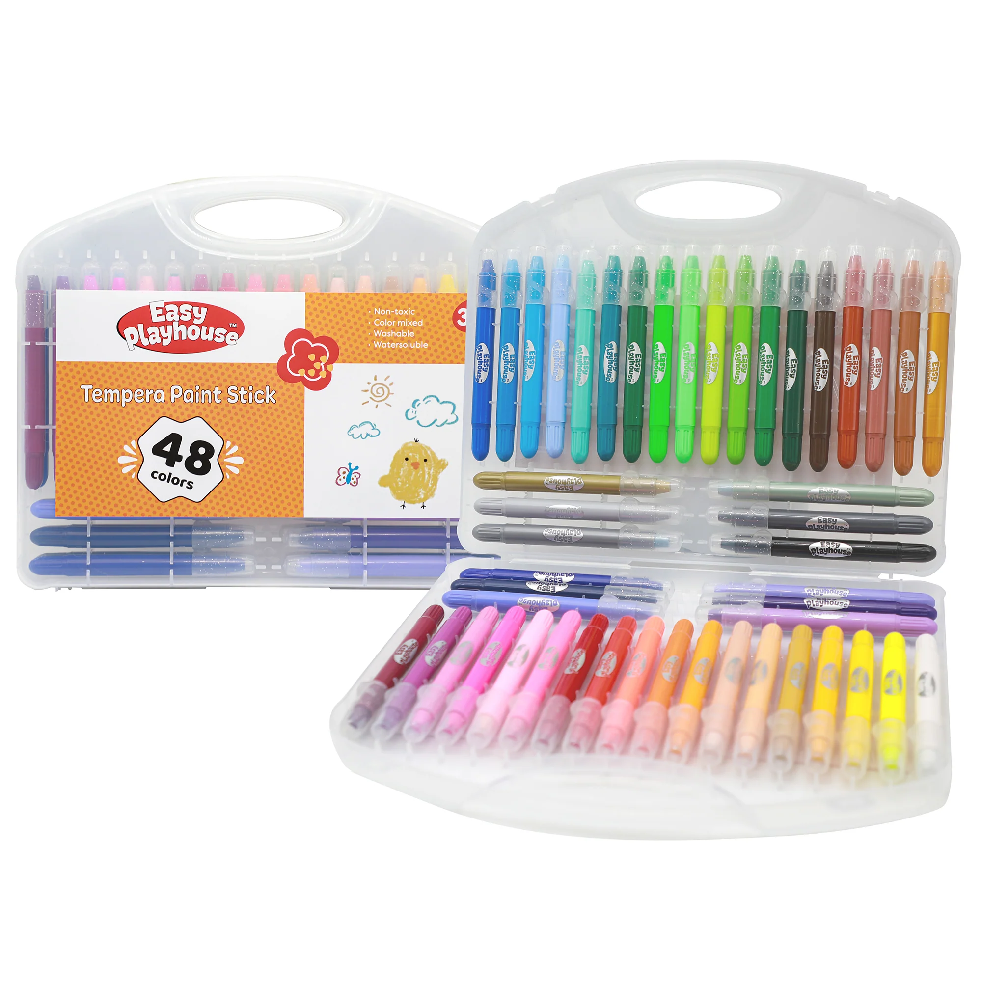 Easy Playhouse Vibrant Tempera Paint Sticks - 48pk, Non-Toxic