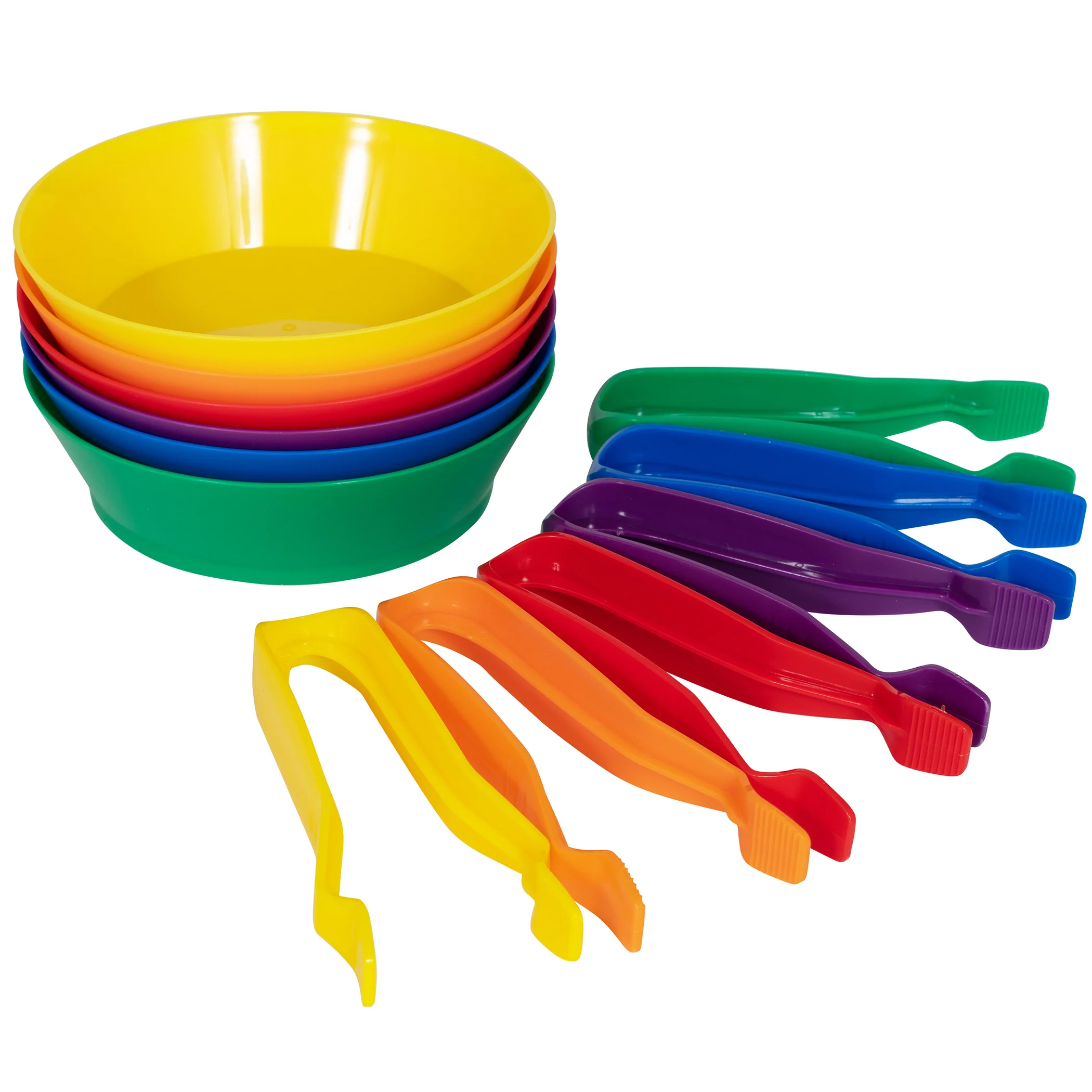 edxeducation Colorful Sorting Bowls & Tweezers Playset - 18m+ - 6 Vibrant Colors - Image 3