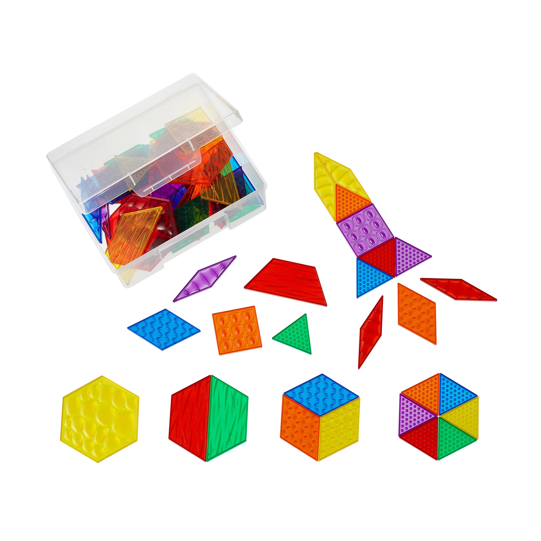 edxeducation Translucent Sensory Pattern Blocks - Tactile Exploration Set - Image 2