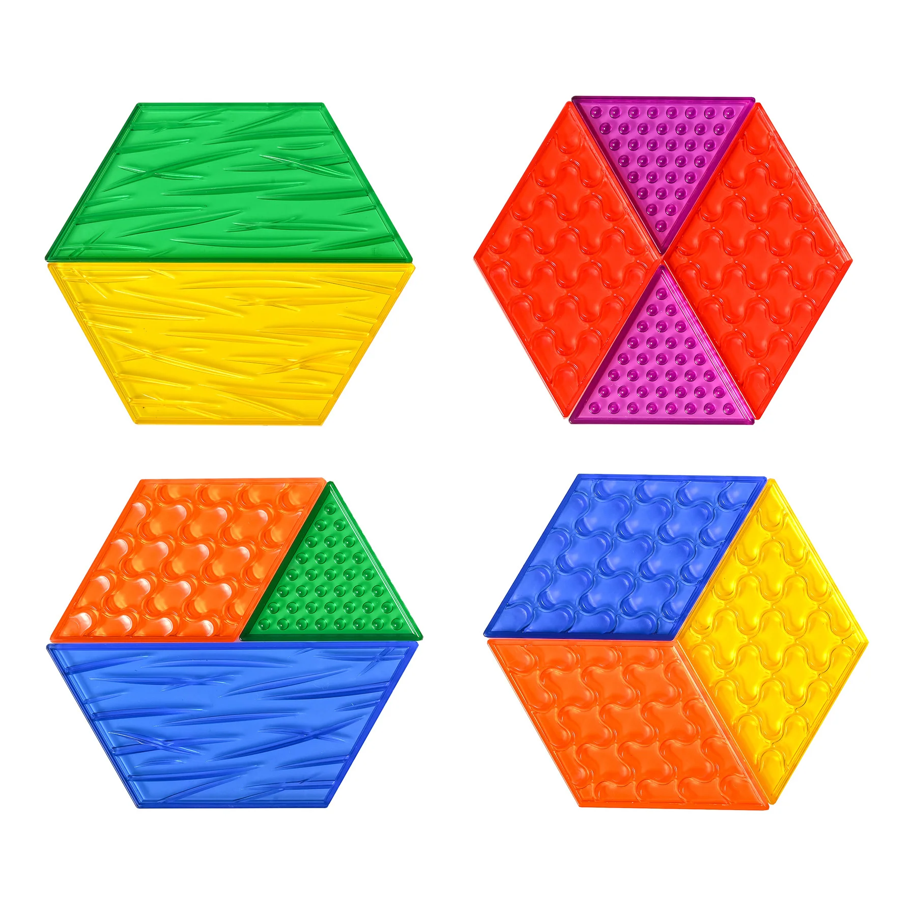 edxeducation Translucent Sensory Pattern Blocks - Tactile Exploration Set - Image 8