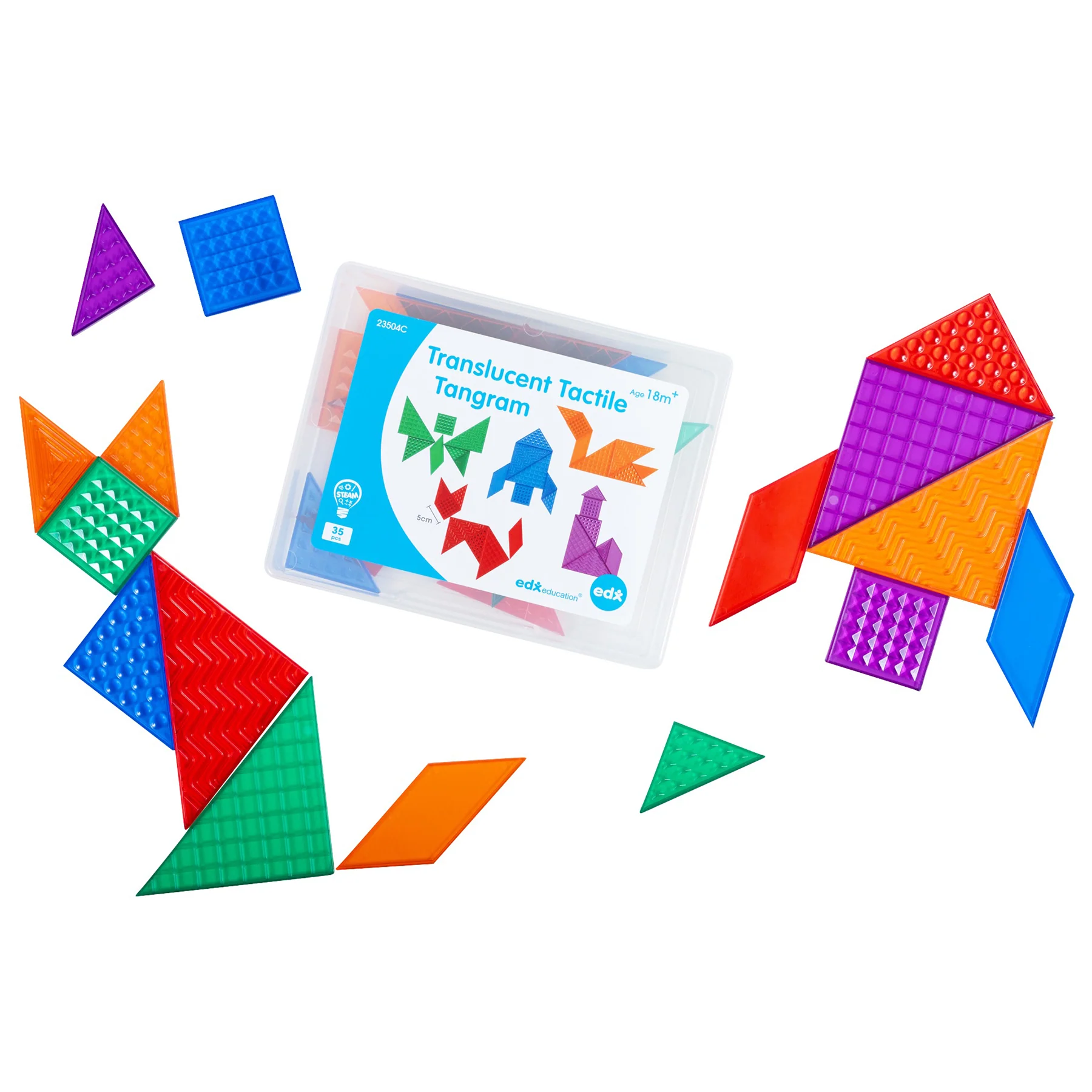 edxeducation Translucent Tactile Tangrams - Sensory Exploration Set - Image 7