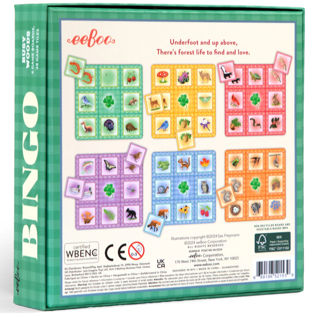 eeBoo Busy Woods Bingo Game for Kids, Sweet Woodland Animal Edition - Image 2