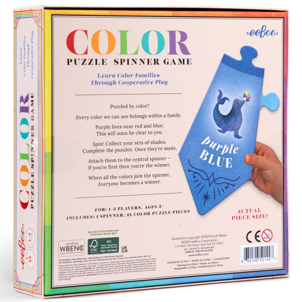 eeBoo Color Puzzle Spinner Game - Educational Toy, 24 Pieces, Ages 3+ - Image 2