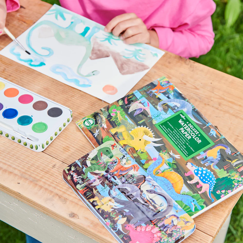 eeBoo Dinosaur Series Watercolor Pad - 16 Sheets, 85 lb Paper - Image 4