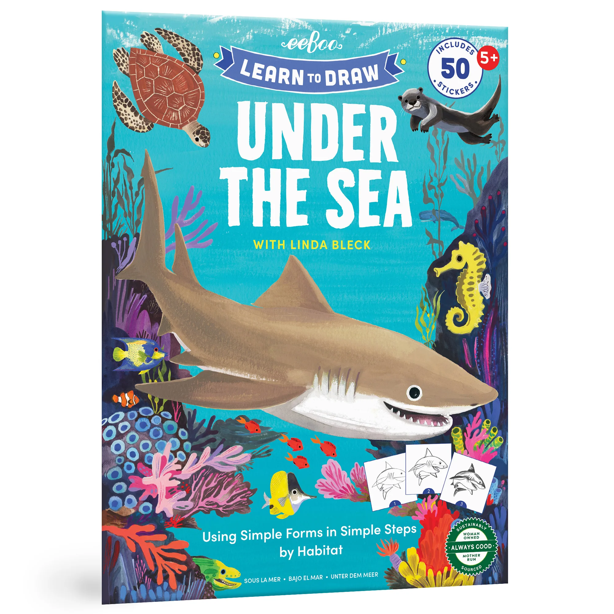 eeBoo Under the Sea Drawing Kit - 32 Pages + 50 Stickers