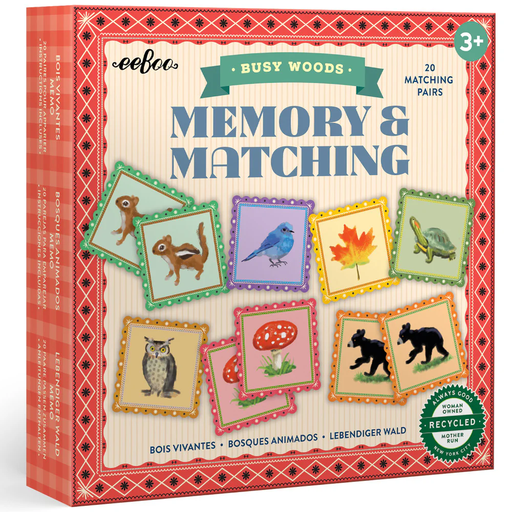 eeBoo Busy Woods Memory & Matching Game for Kids Ages 3+