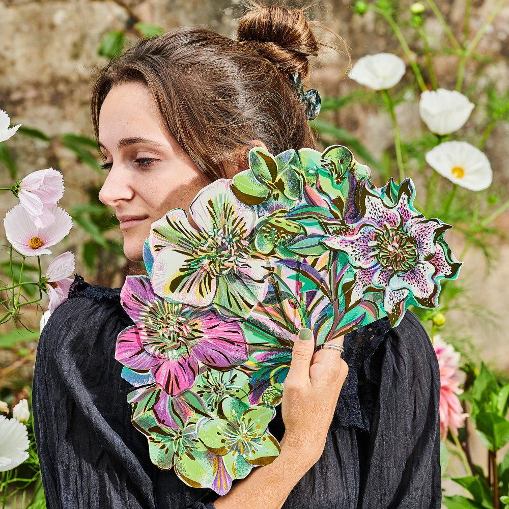 eeBoo Piece & Love Asta's Flower 15-Inch Decorative Paper Fan - Image 5