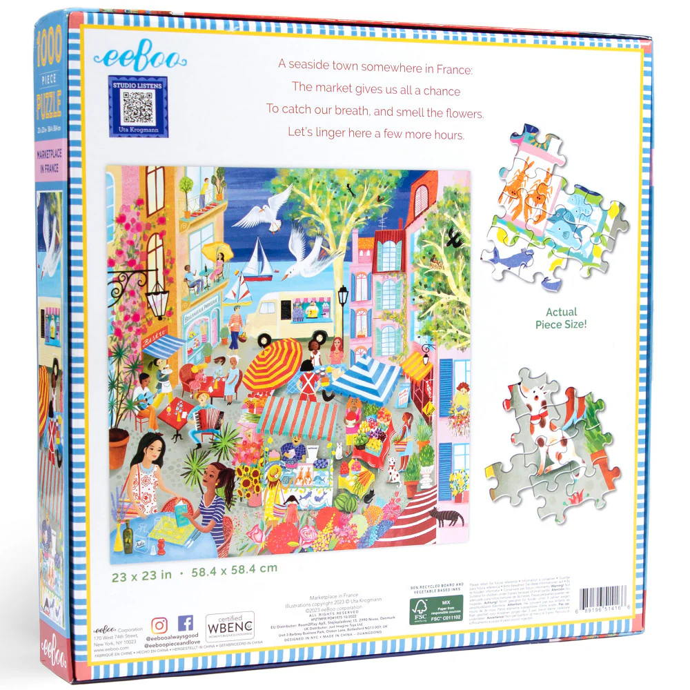 eeBoo Piece and Love Marketplace in France Jigsaw Puzzle - 1000 pc - Image 2