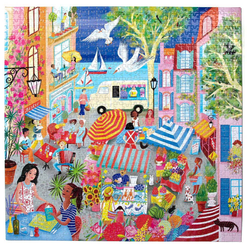 eeBoo Piece and Love Marketplace in France Jigsaw Puzzle - 1000 pc - Image 3