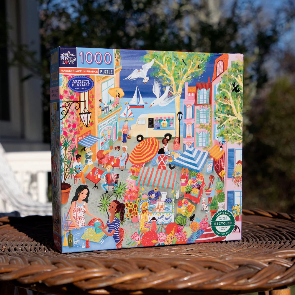 eeBoo Piece and Love Marketplace in France Jigsaw Puzzle - 1000 pc - Image 5