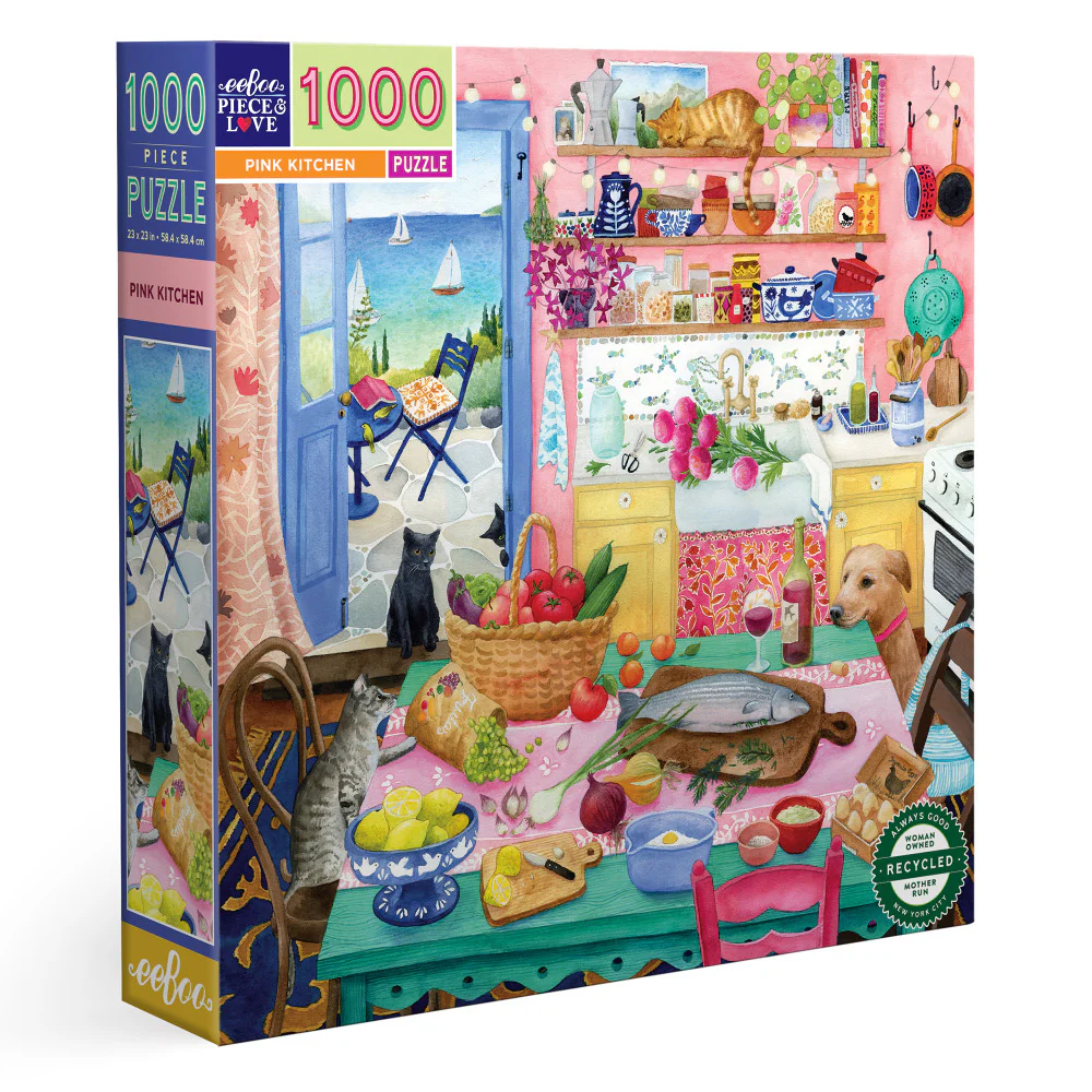 eeBoo Piece & Love Pink Kitchen 1000-Piece Jigsaw Puzzle