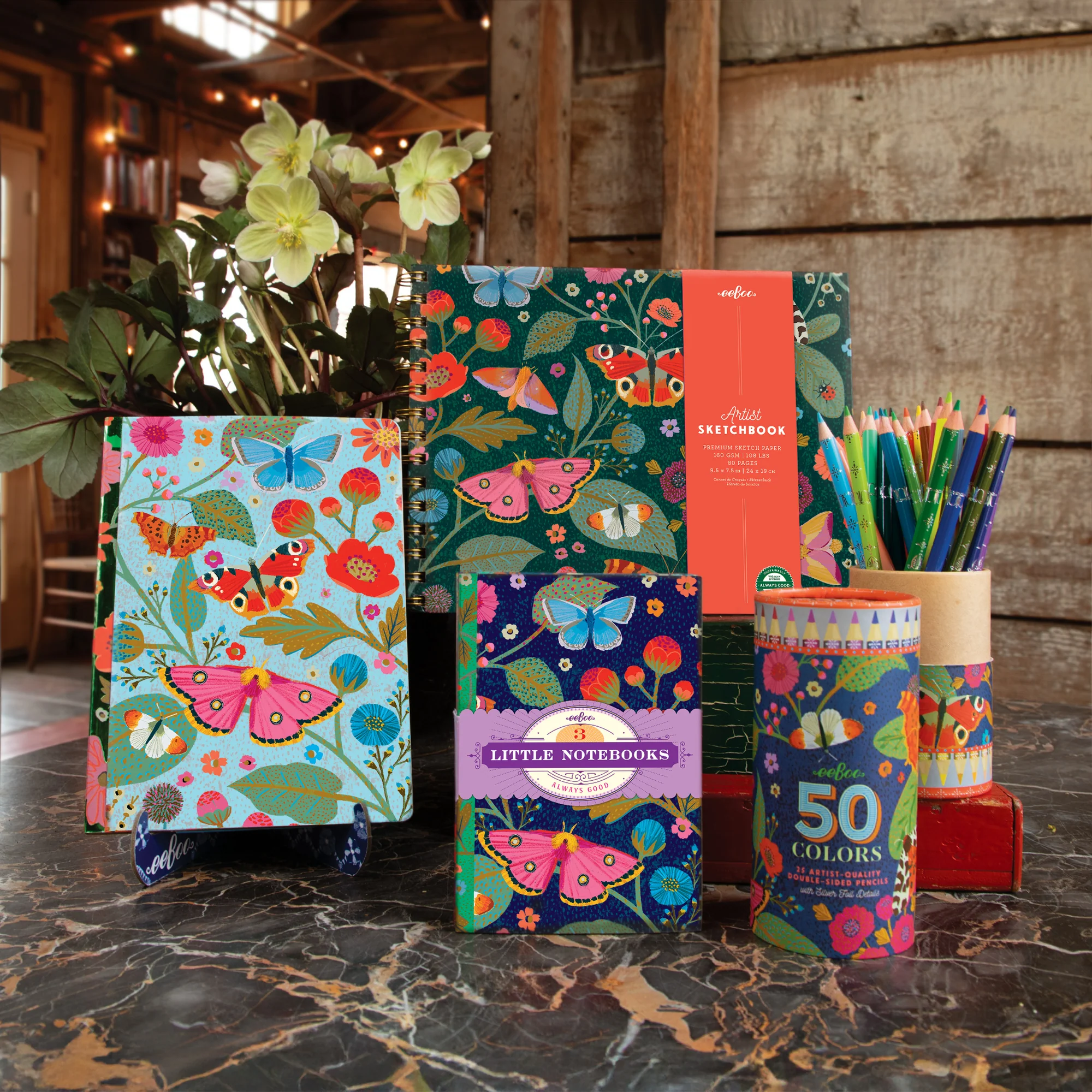 eeBoo Piece & Love Luxe Journal - Butterflies - Gilded 112pg Notebook - Image 4