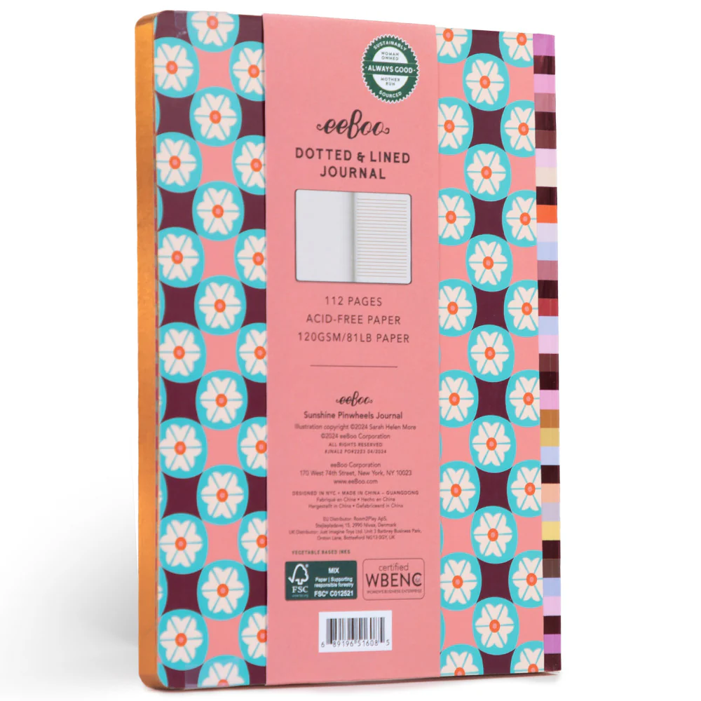 eeBoo Piece & Love Sunshine Pinwheels Gilded Journal - Vibrant Art Hardcover Diary - Image 2