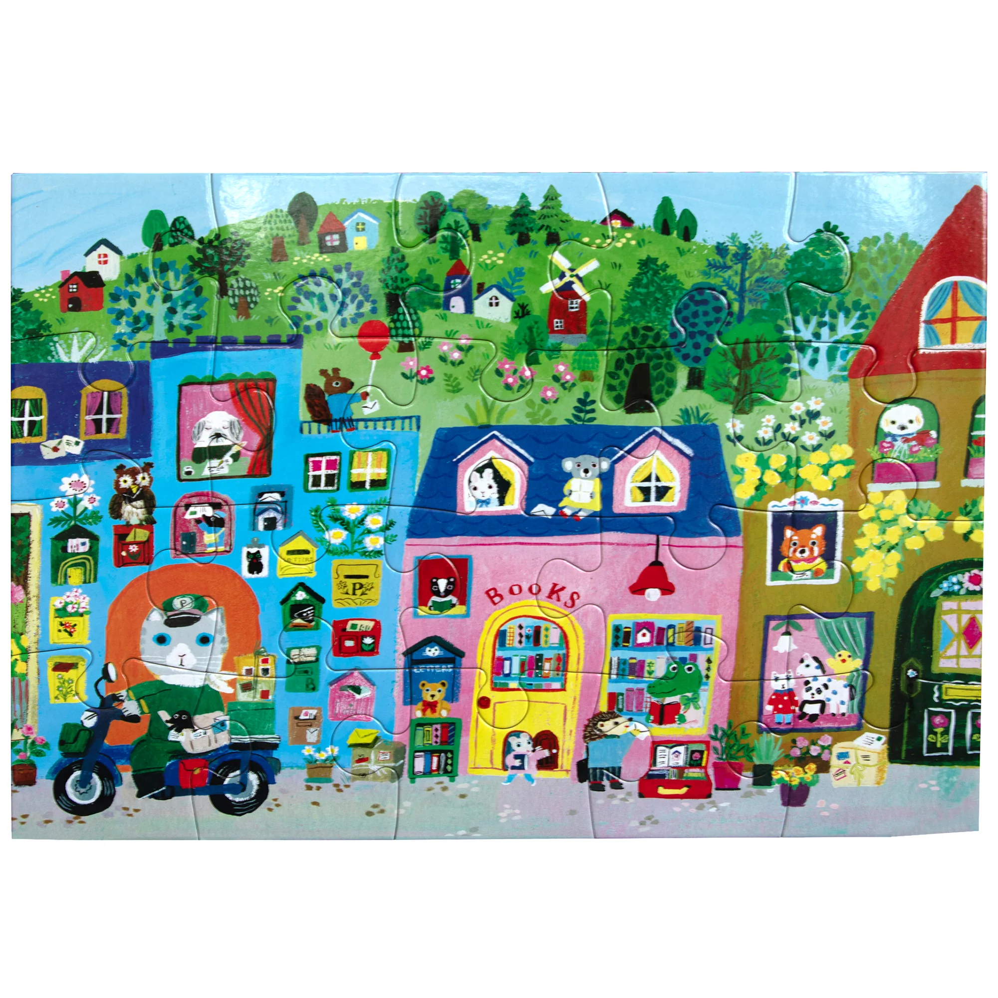 eeBoo Yumi’s Village 20 pc Jigsaw Puzzle - Vibrant Town & Animal Scene - Image 3