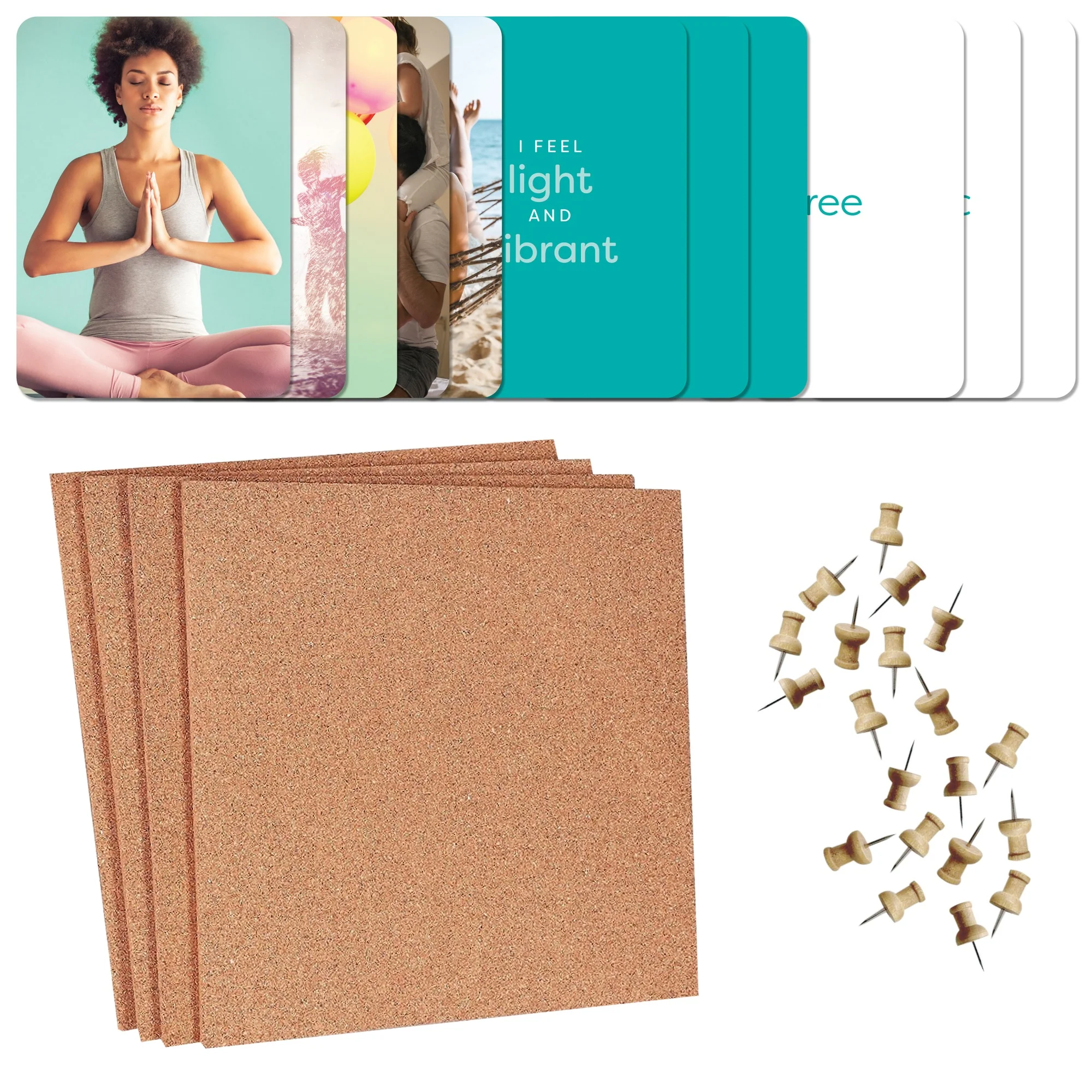 Elevate Vision Board Kit - Health & Happiness With 80 Cards & 4 Cork Boards - Image 2