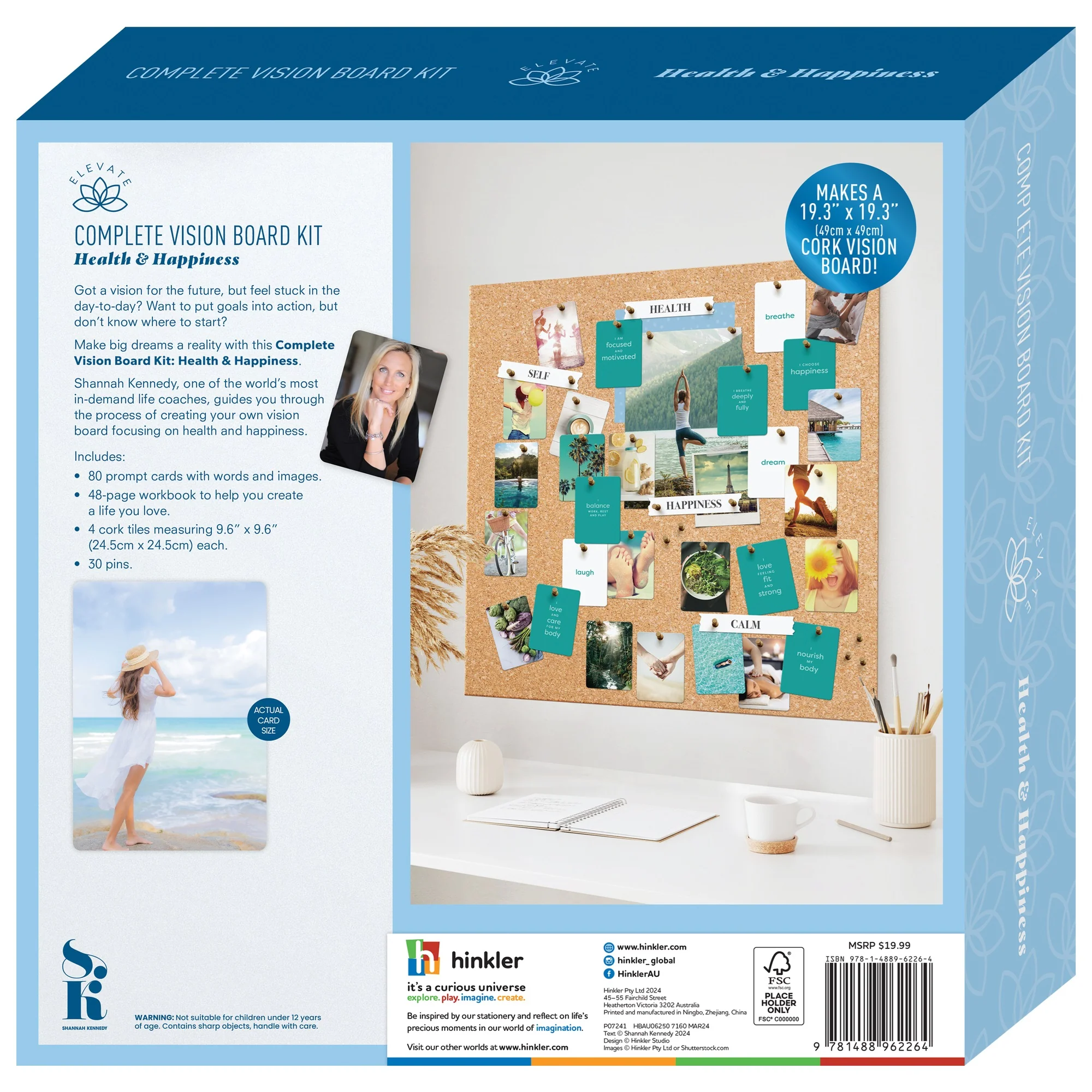 Elevate Vision Board Kit - Health & Happiness With 80 Cards & 4 Cork Boards - Image 3