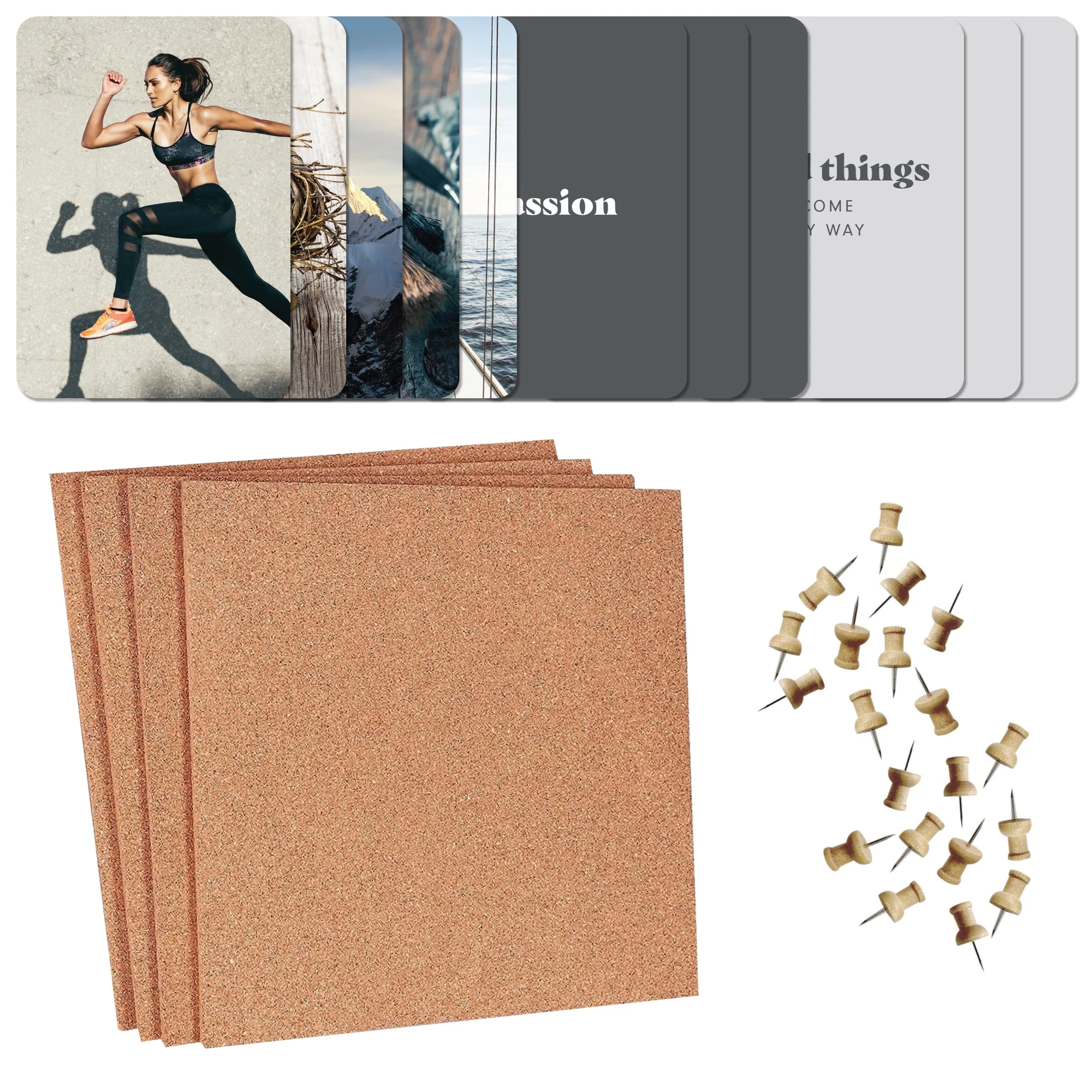 Elevate Vision Board Kit With Workbook, Prompt Cards, Cork Tiles And Pins - Image 2