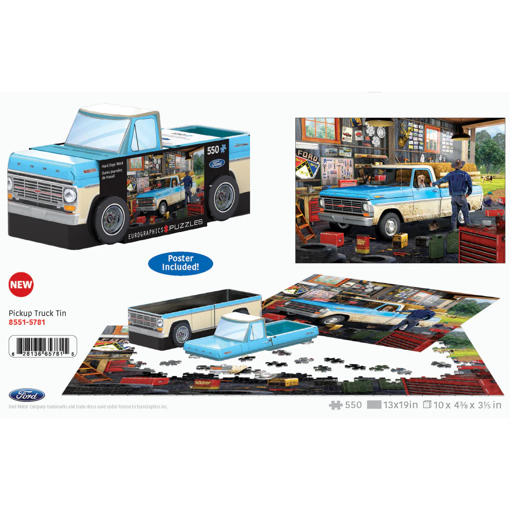 Eurographics 1967 Ford Pick-Up Truck Puzzle - 550 pc Tin Edition - Image 4