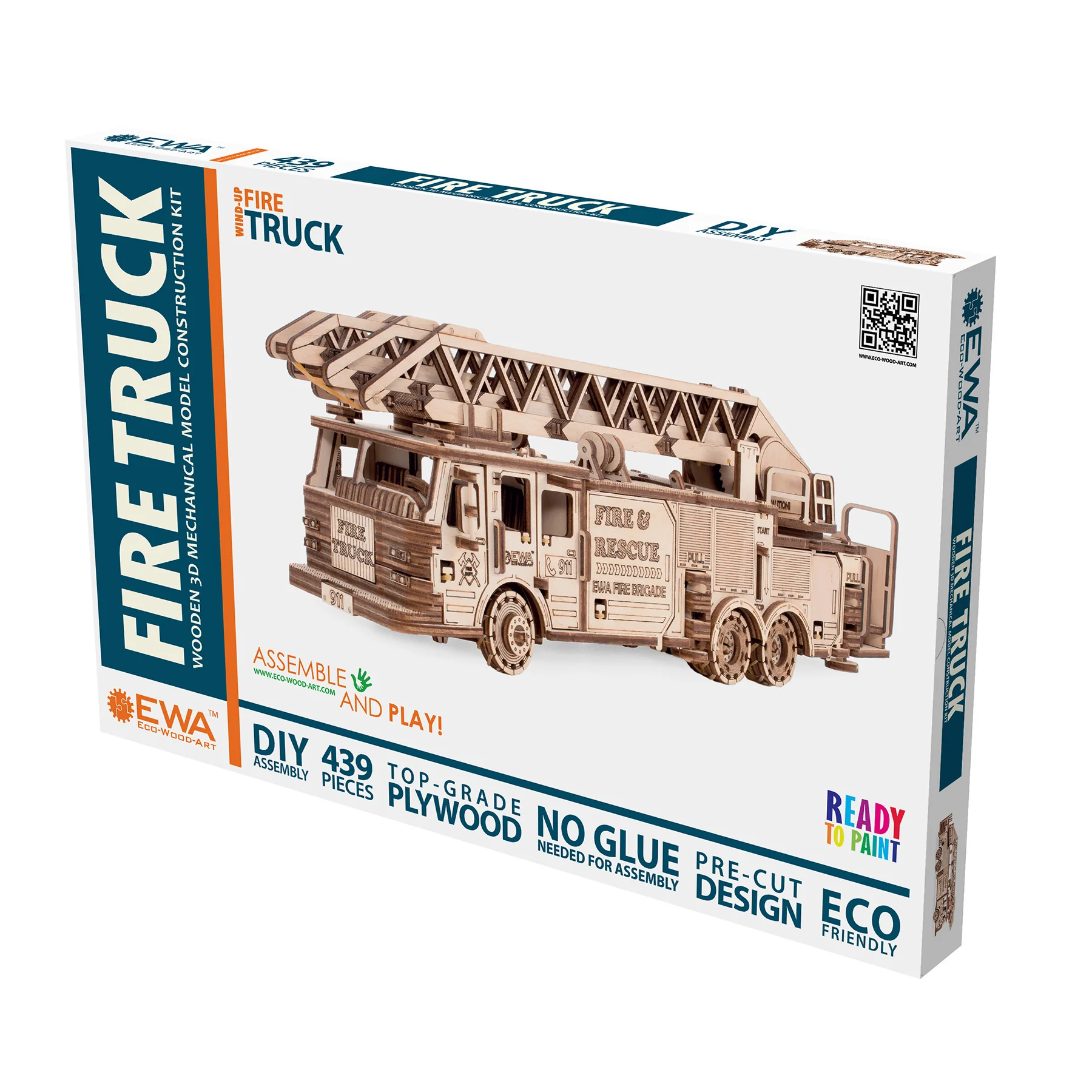 EWA Eco-Wood-Art Fire Truck 3D Wooden STEM Construction Kit - Image 2
