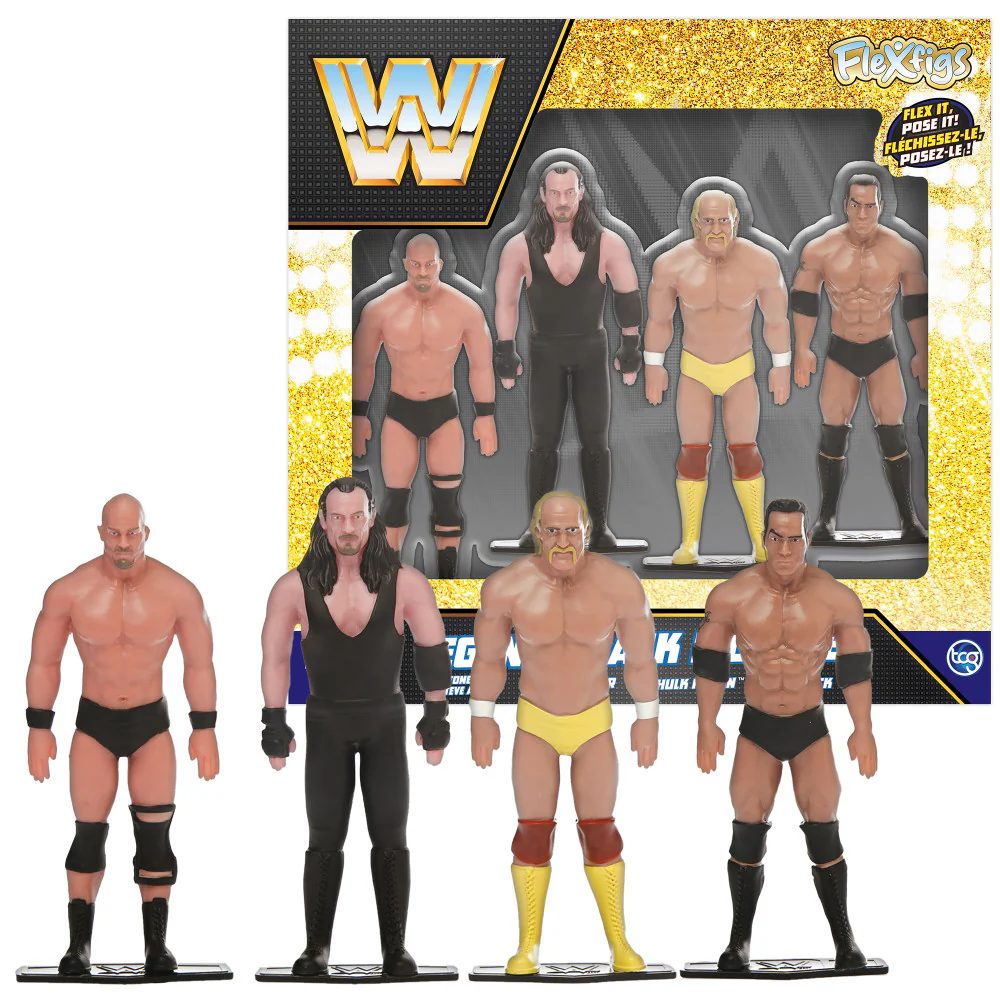FleXfigs WWE Legends 4-7 inch Articulated Action Figures - The Rock, Hulk Hogan, Stone Cold, Undertaker - Image 3