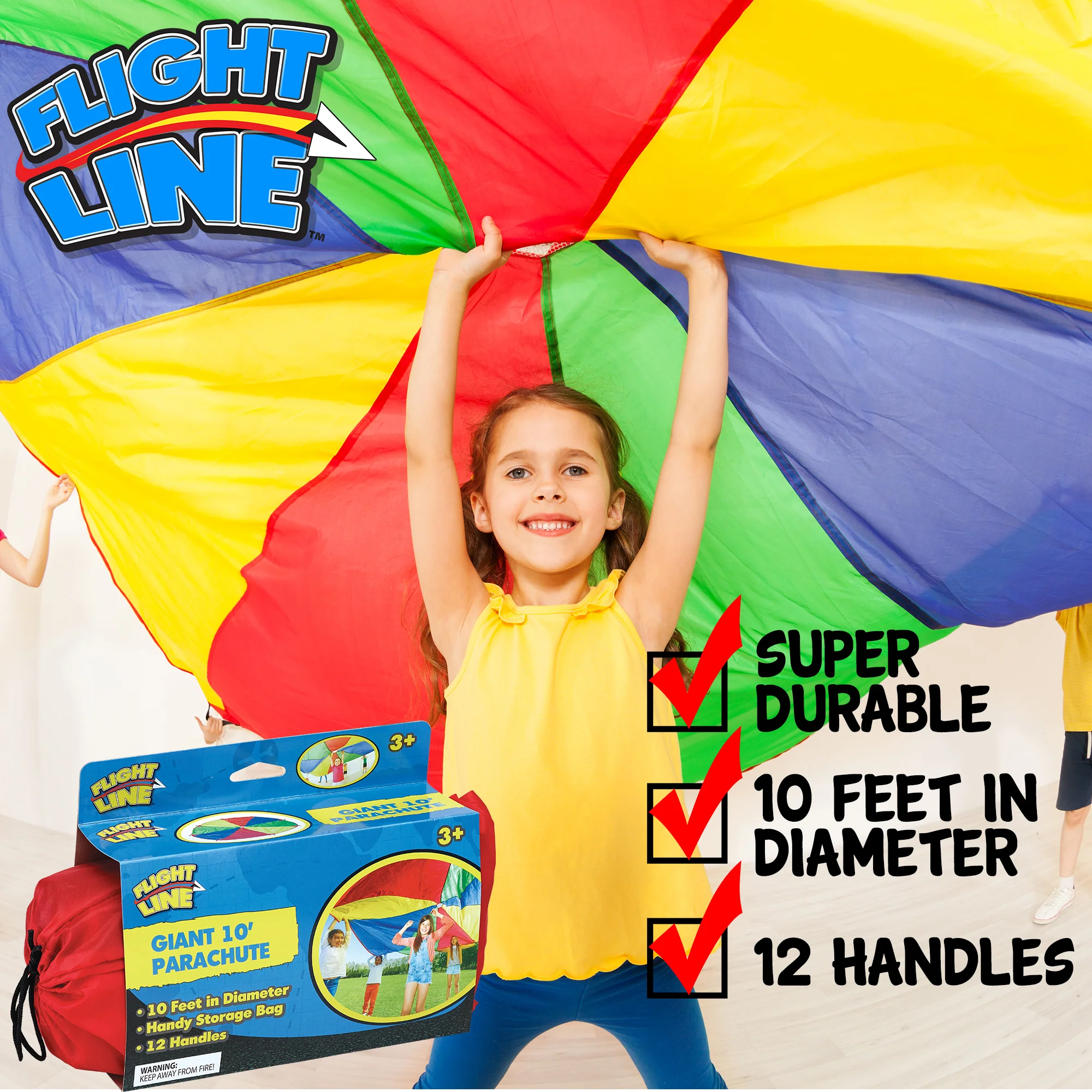 Flight Line Giant 10' Parachute - Colorful Sports Play for Kids Aged 3+ - Image 4