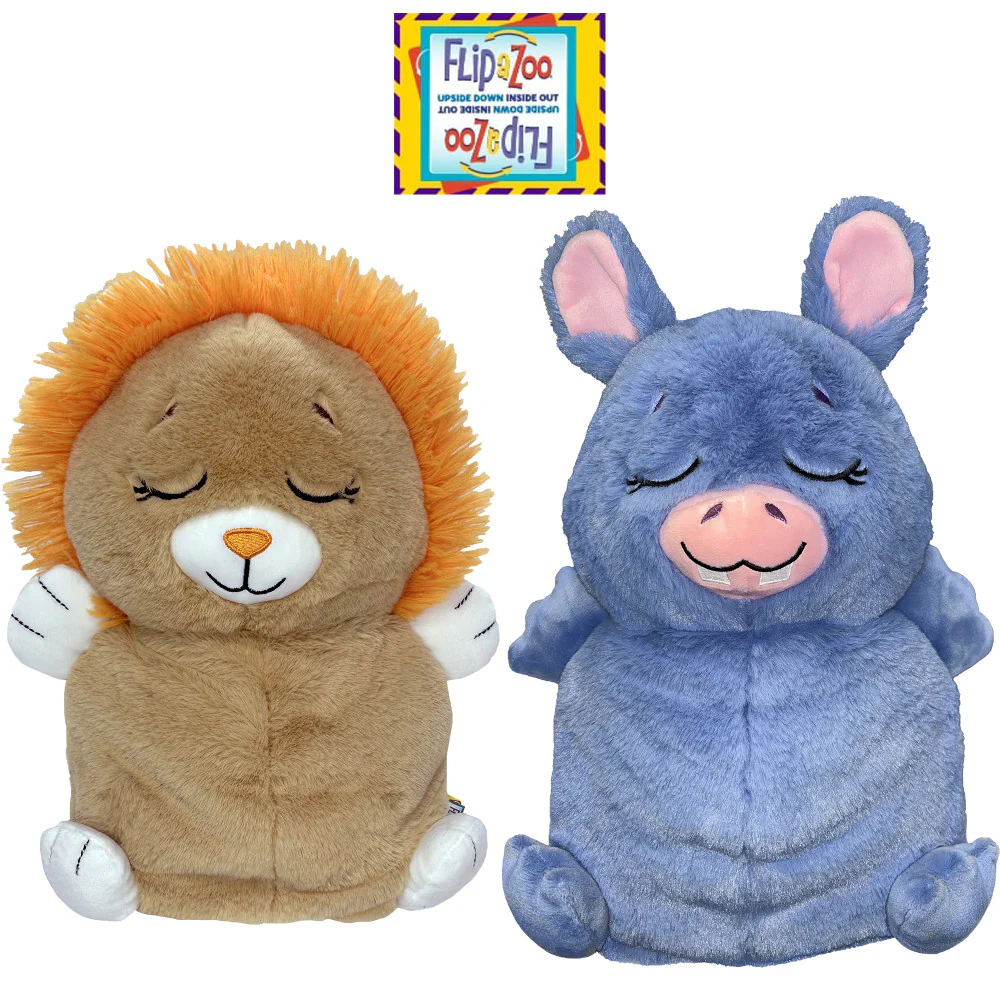 FlipaZoo Upside Down Inside Out 2-in-1 Plush - Lion to Hippo - Image 2