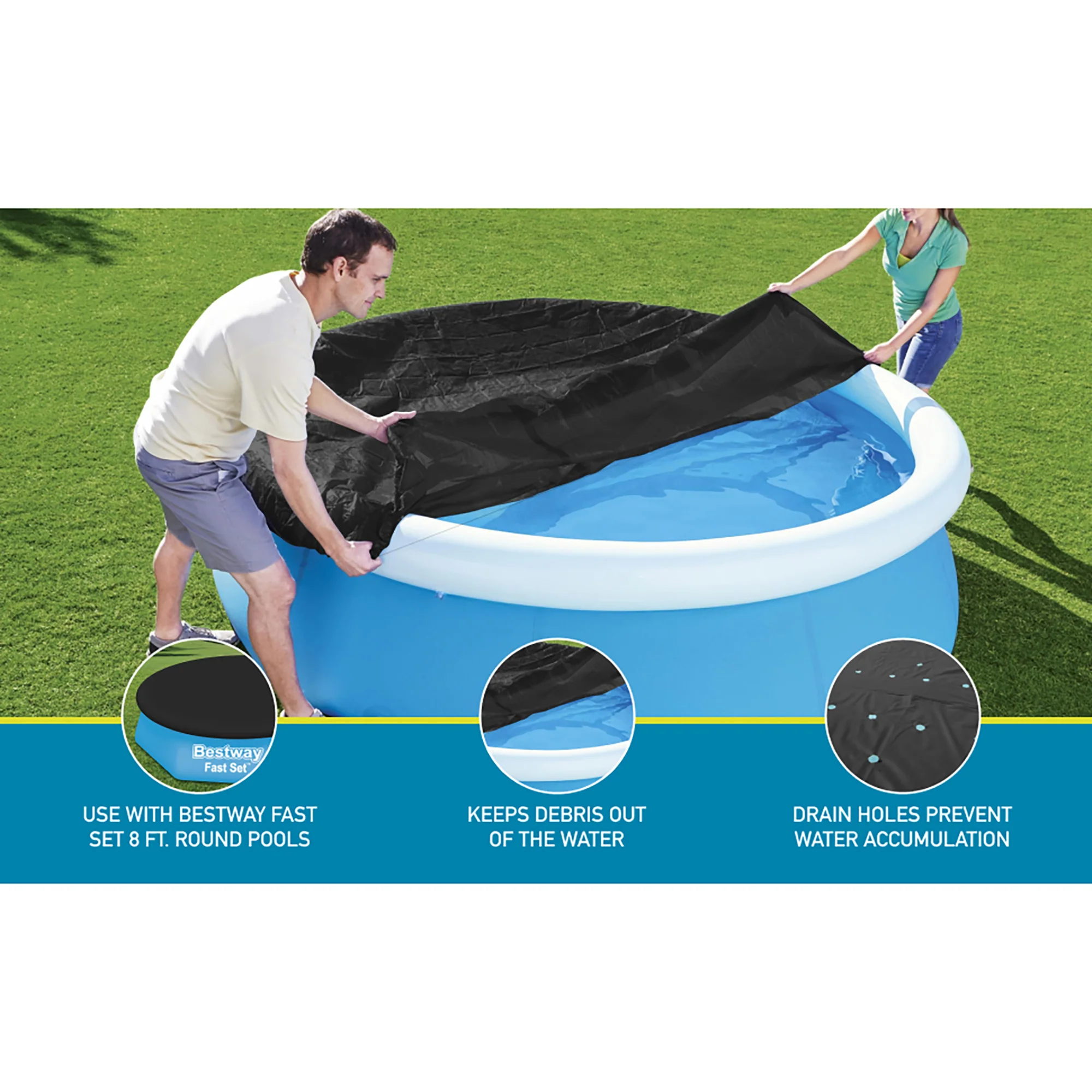 Bestway Flowclear 8-Foot Round Pool Cover With Drain Holes - Image 3