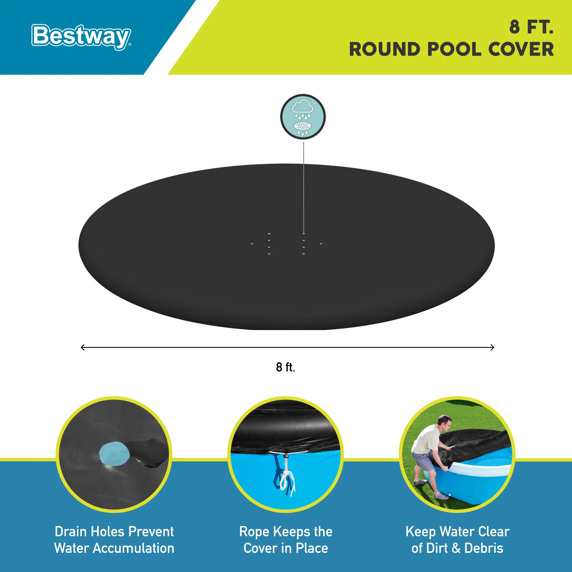 Bestway Flowclear 8-Foot Round Pool Cover With Drain Holes - Image 5
