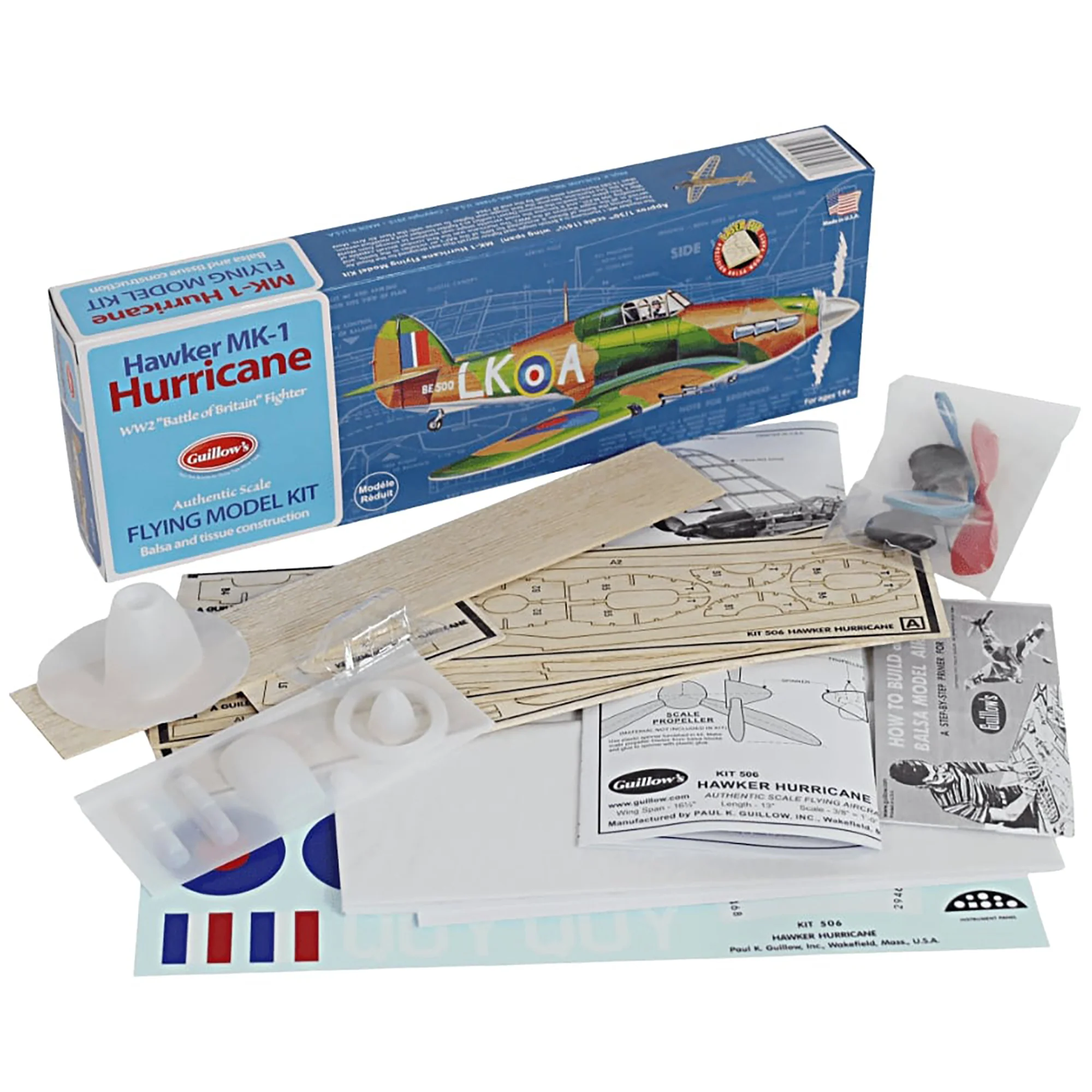 Guillow's Hawker Hurricane Balsa Wood Flying Model Airplane Kit - Image 3