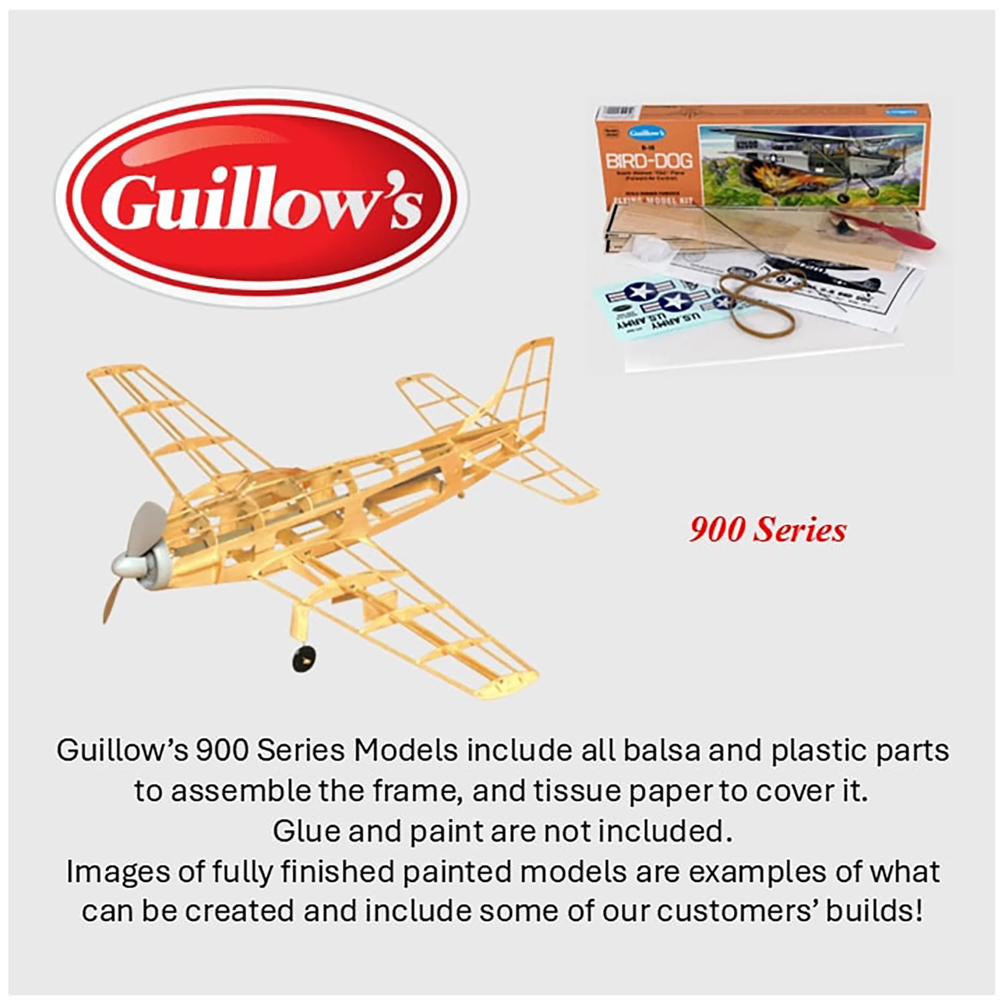 Guillow's Cessna O-1E Bird Dog Balsa Wood Flying Model Kit 18-Inch Wingspan - Image 3