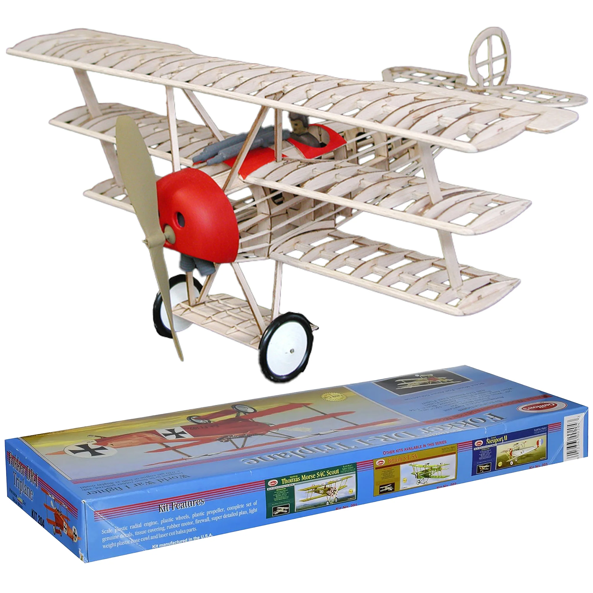 Guillow's Fokker DR1 Triplane Laser Cut Balsa Wood Flying Model Kit 20-Inch Wingspan - Image 3