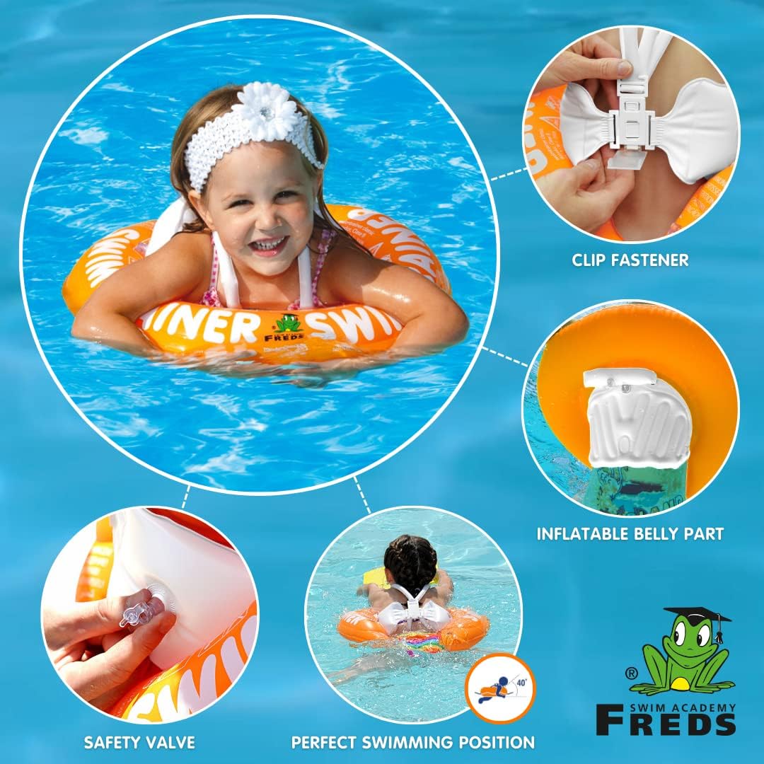 FREDS SWIM ACADEMY SWIMTRAINER Classic Orange - Secure Toddler Pool Float - Image 4