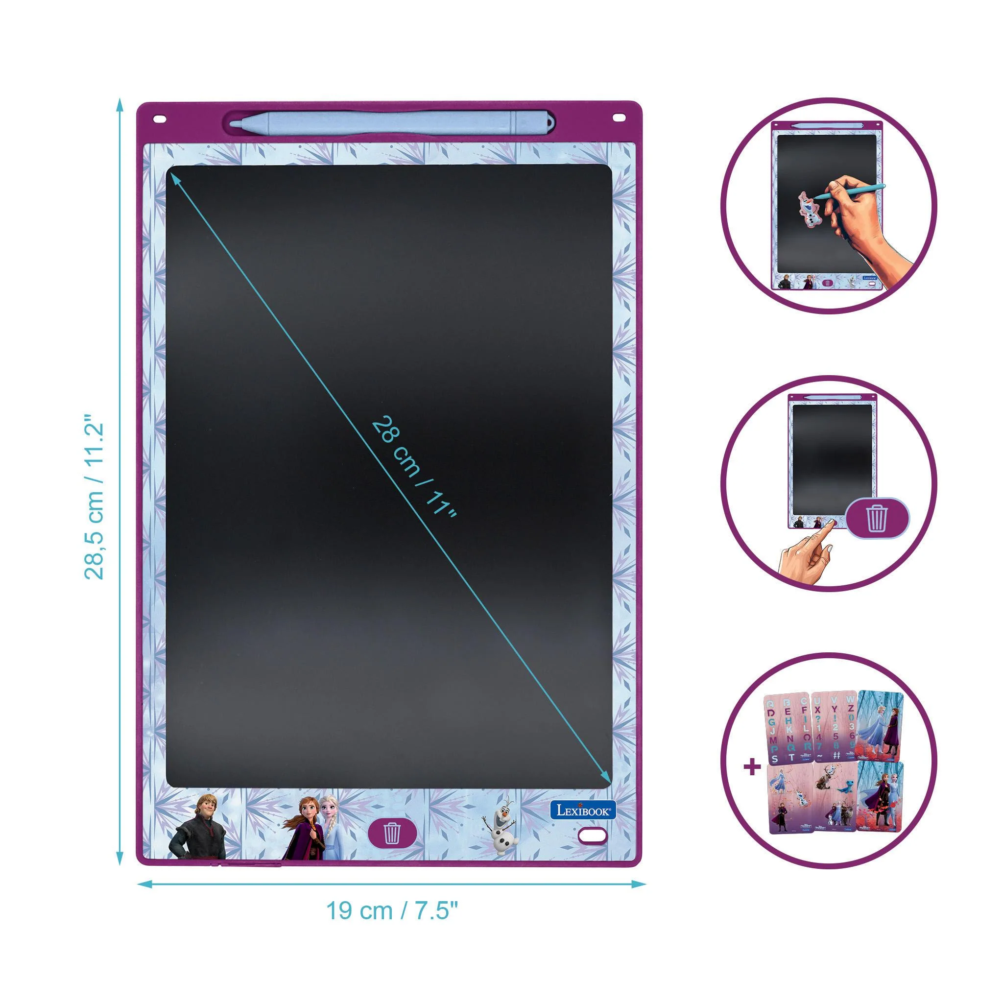 ArtZone Multicolor 11'' E-Ink Learning Tablet with Stencils - Frozen Theme - Image 3