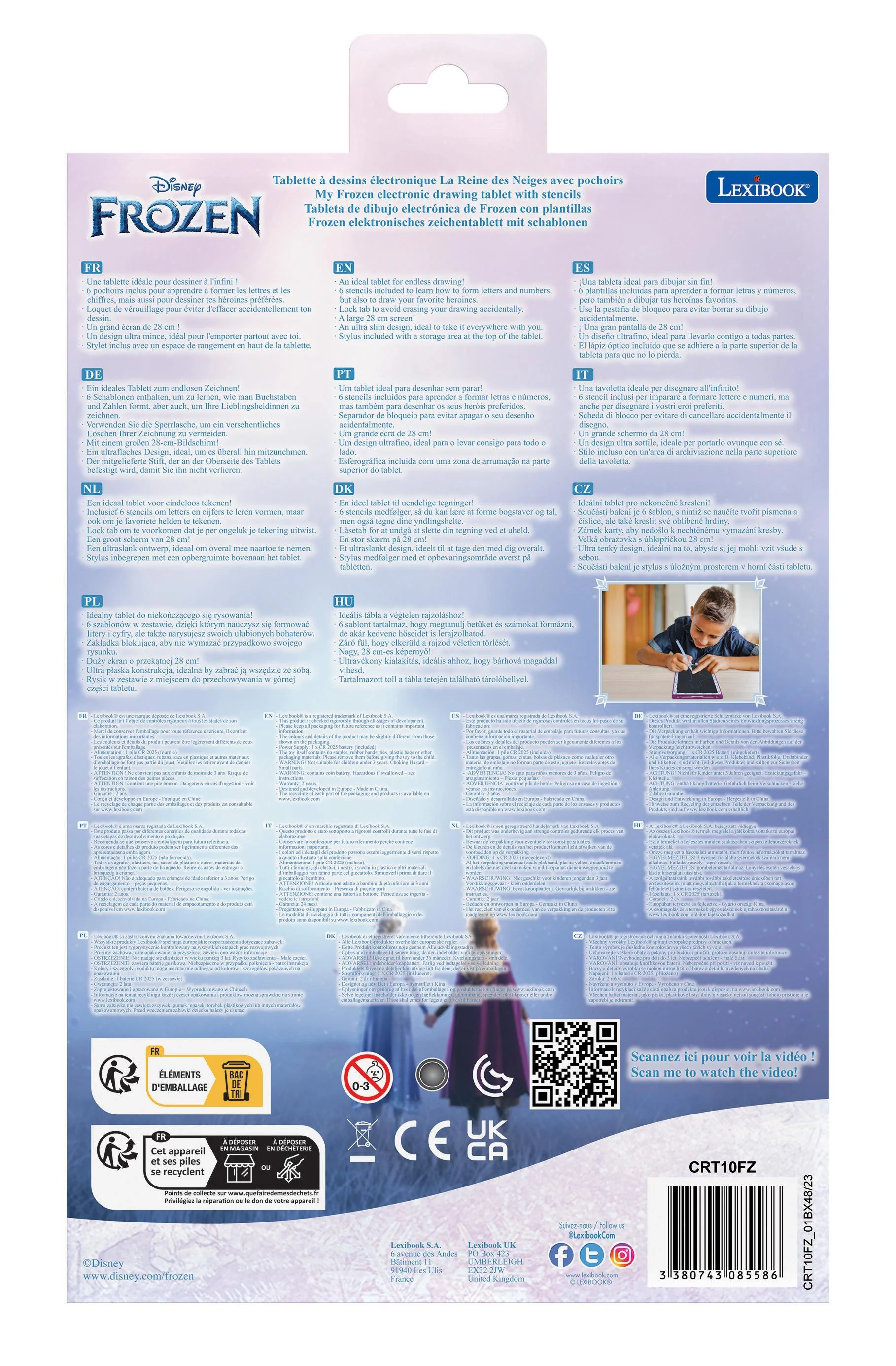ArtZone Multicolor 11'' E-Ink Learning Tablet with Stencils - Frozen Theme - Image 7