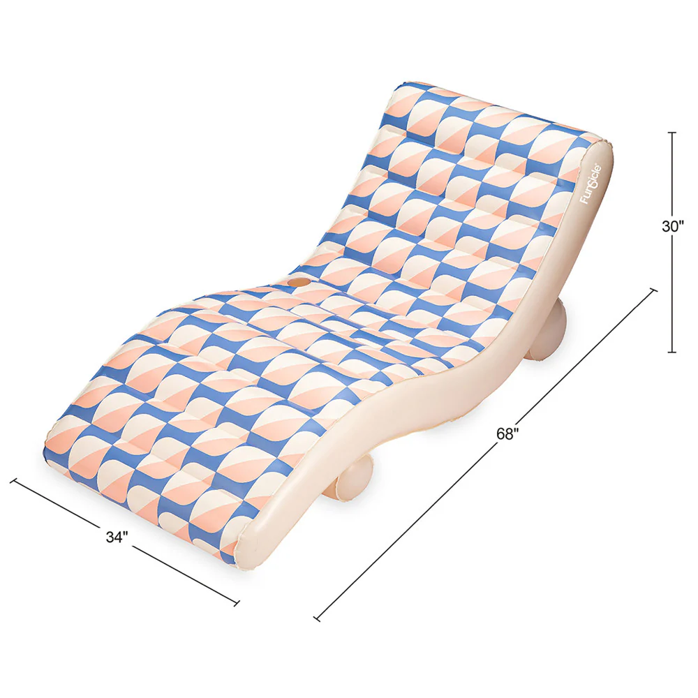 Funsicle Deco FunChaiser Lounge 68" - Blue & Cream Inflatable Pool Float - Image 2