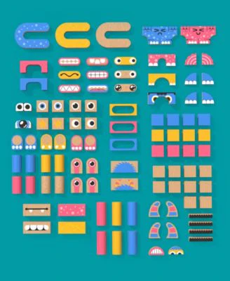 Geoffrey's Toy Box Make A Monster 100-Piece Solid Wood Block Set - Image 2