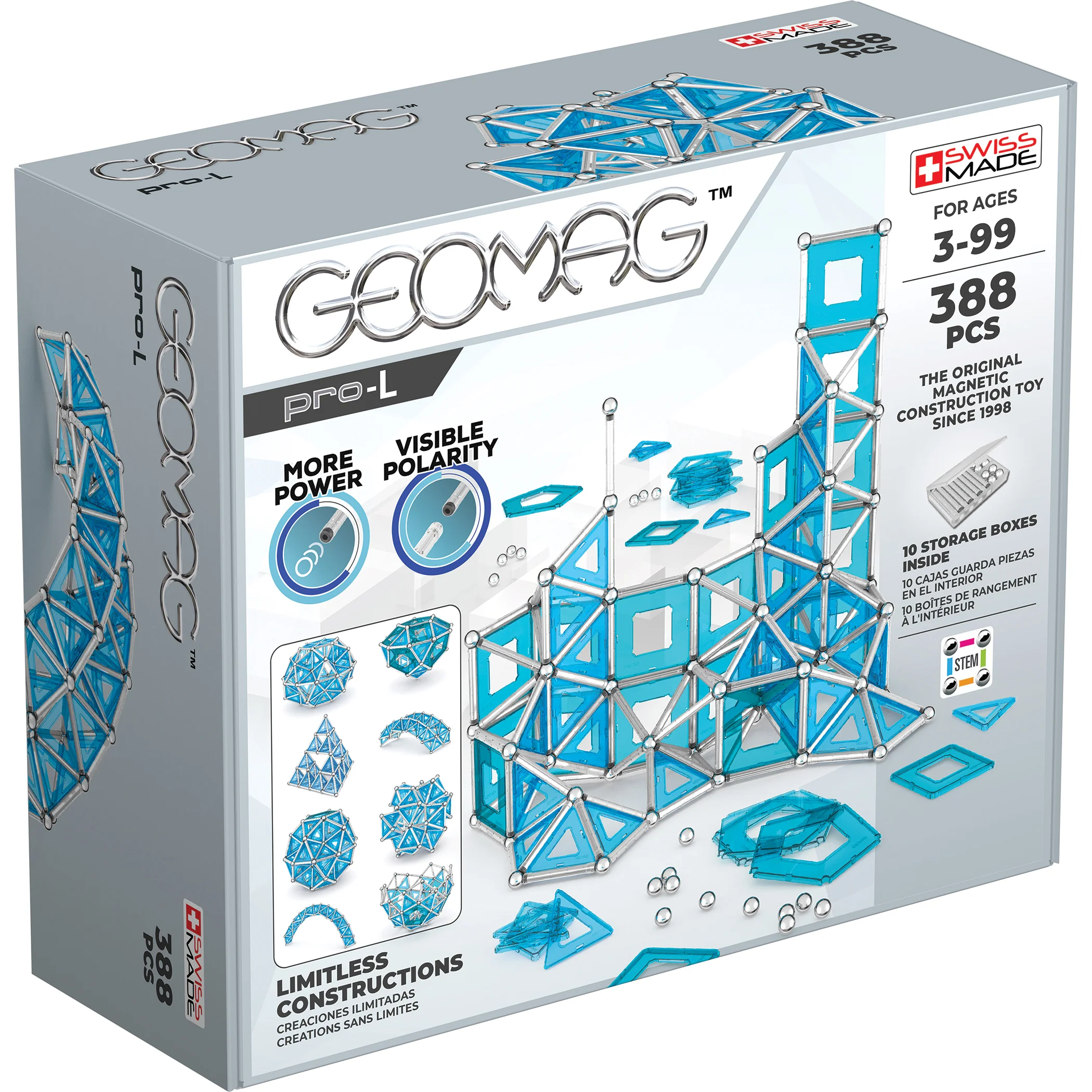 Geomag MASTERBOX PRO-L Magnetic Building Set, 388 Pieces